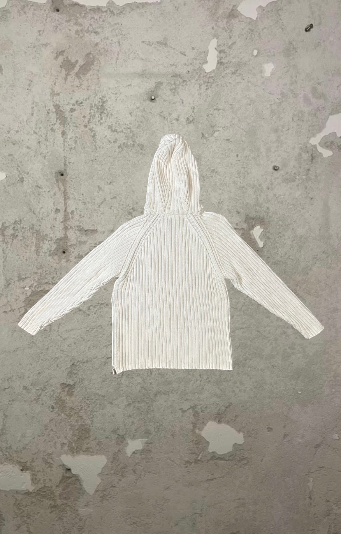 Schott 2000s gorpcore knitwear hooded sweater assymetrical zip ribbed - XL