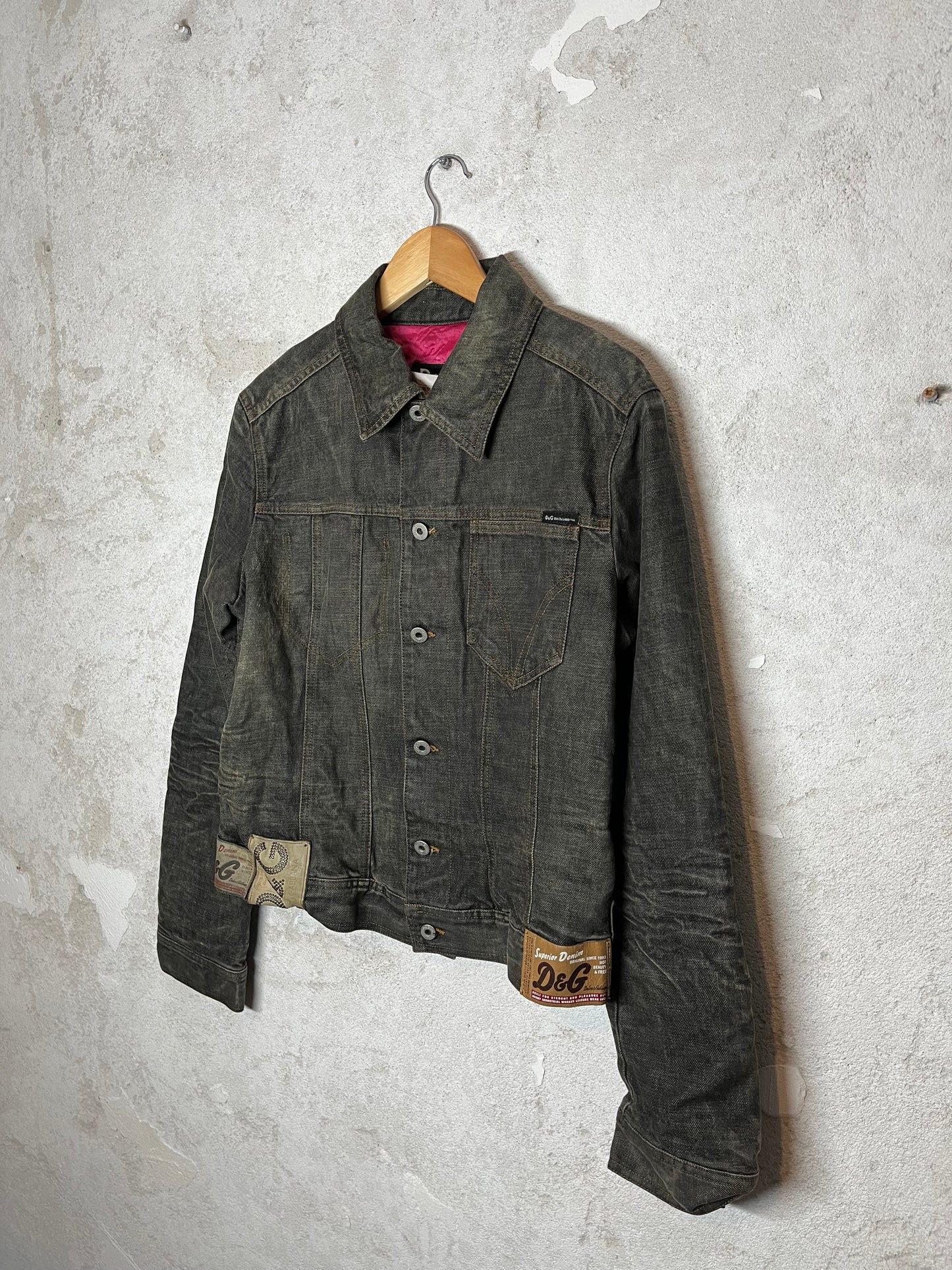 Dolce & Gabbana 9 leather patch denim jacket - L