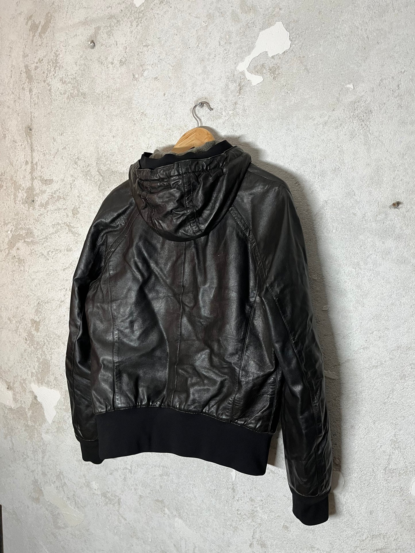 Stone Island *rare* vintage retro cast metal leather jacket - M