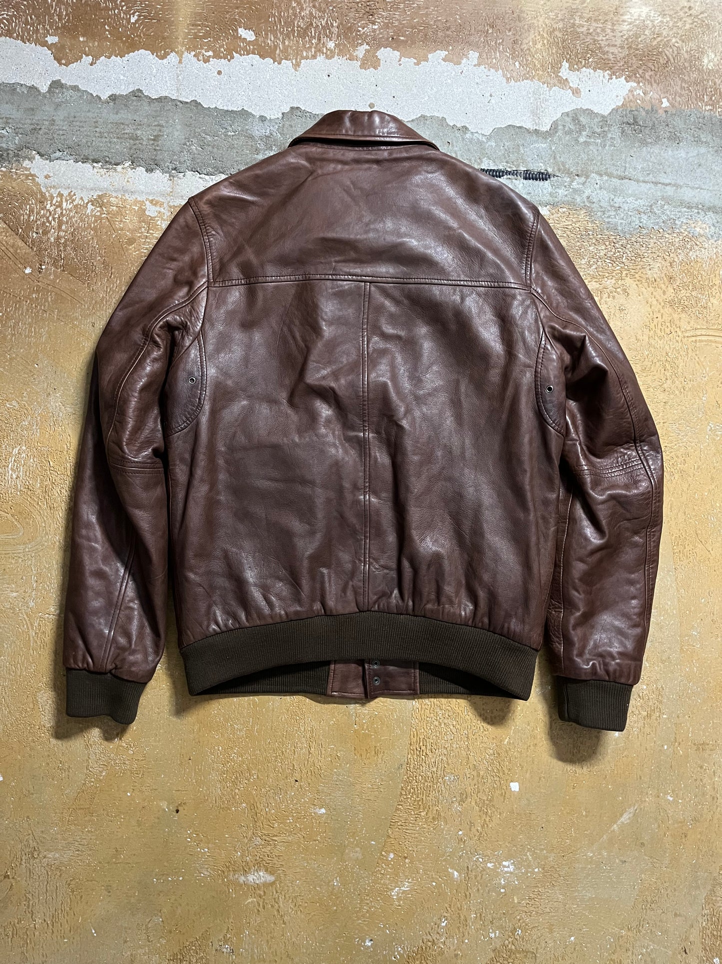 Quiksilver plaid blanket lined leather jacket - L