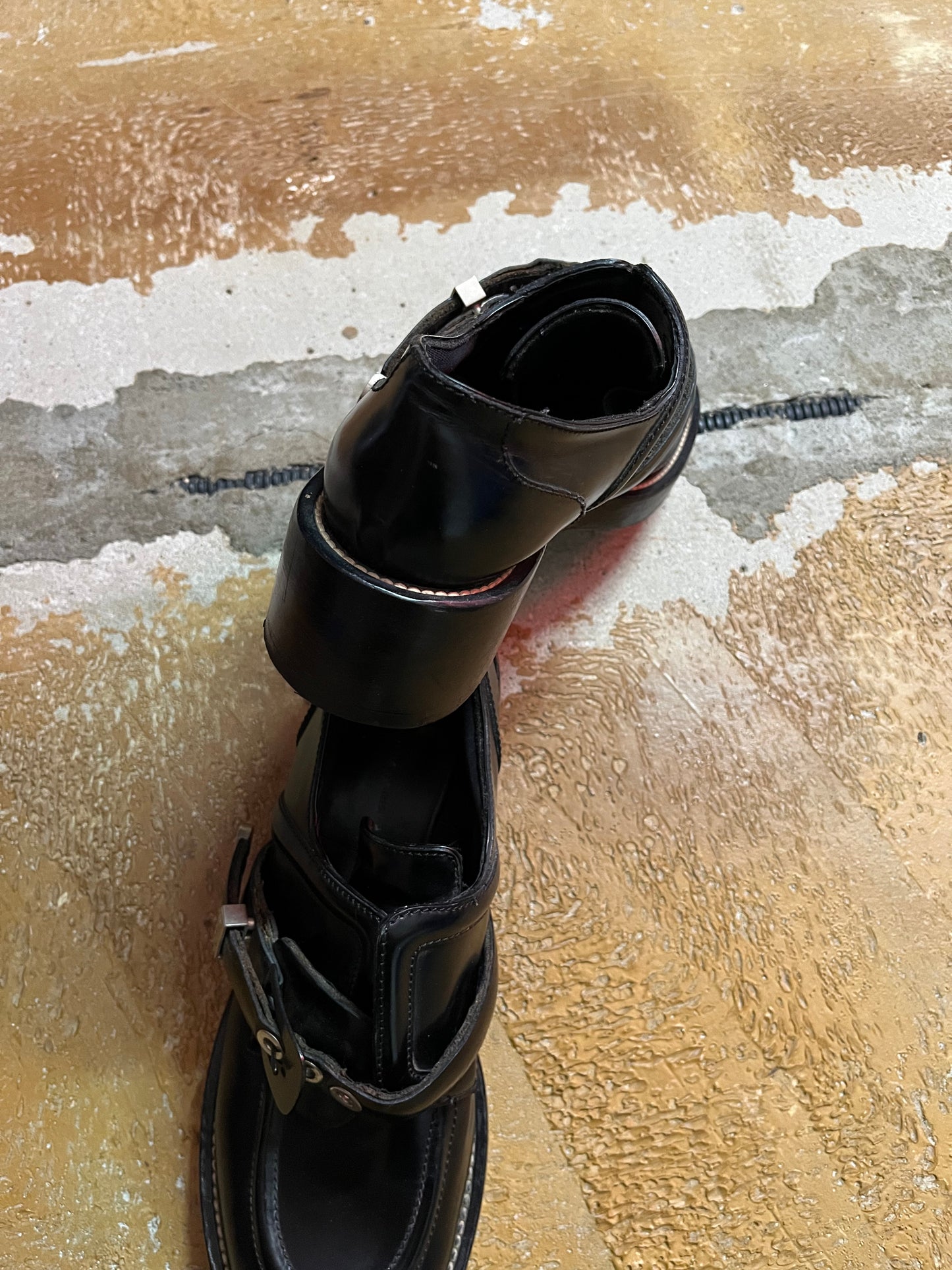 Balenciaga black belt leather boots - 42