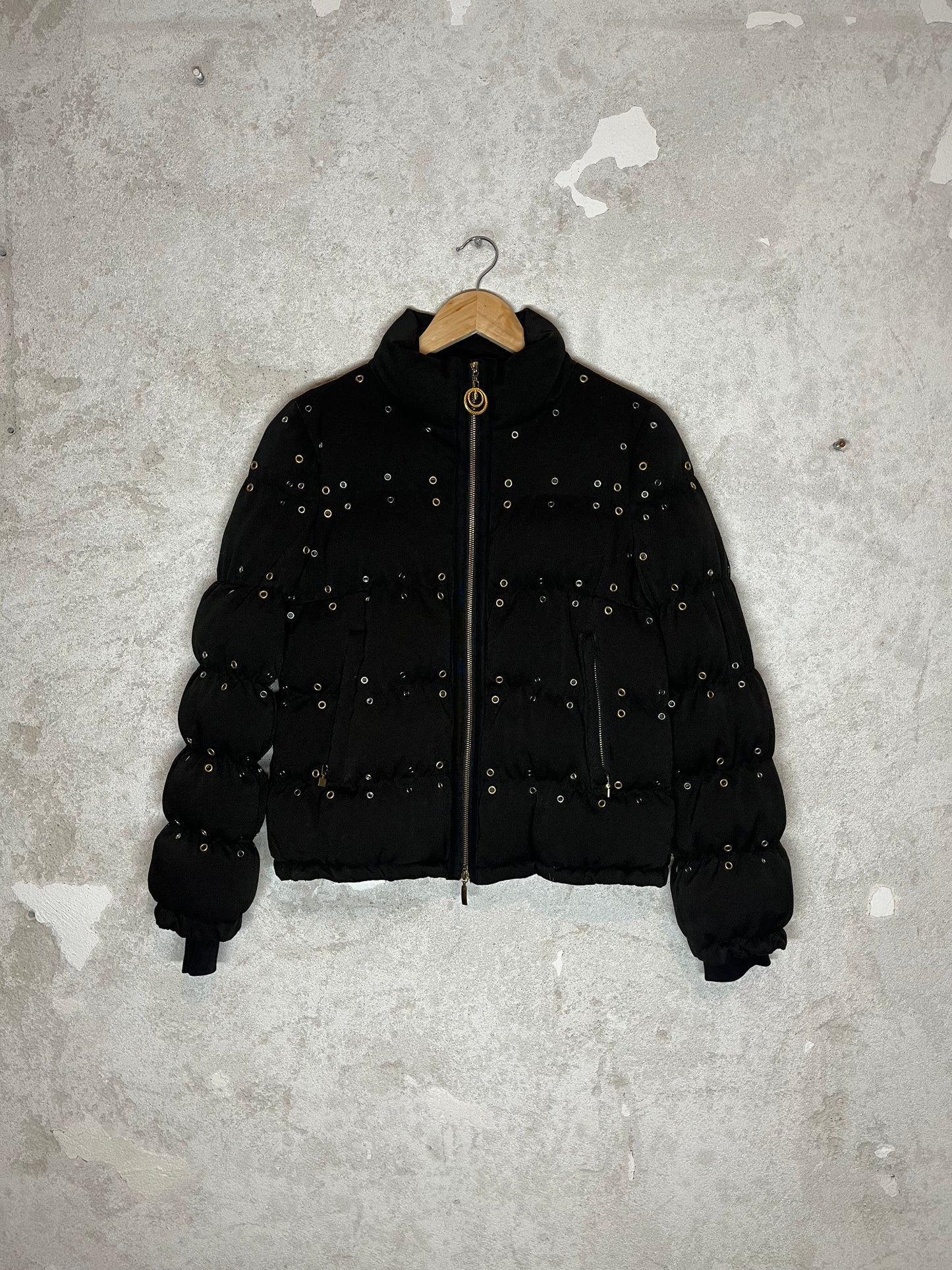 Roberto Cavalli puffer metal rings designer archive jacket
