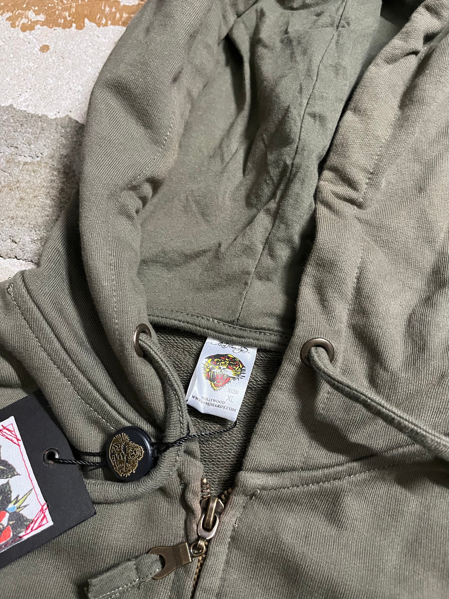 Ed Hardy green zip-up hoodie - XL