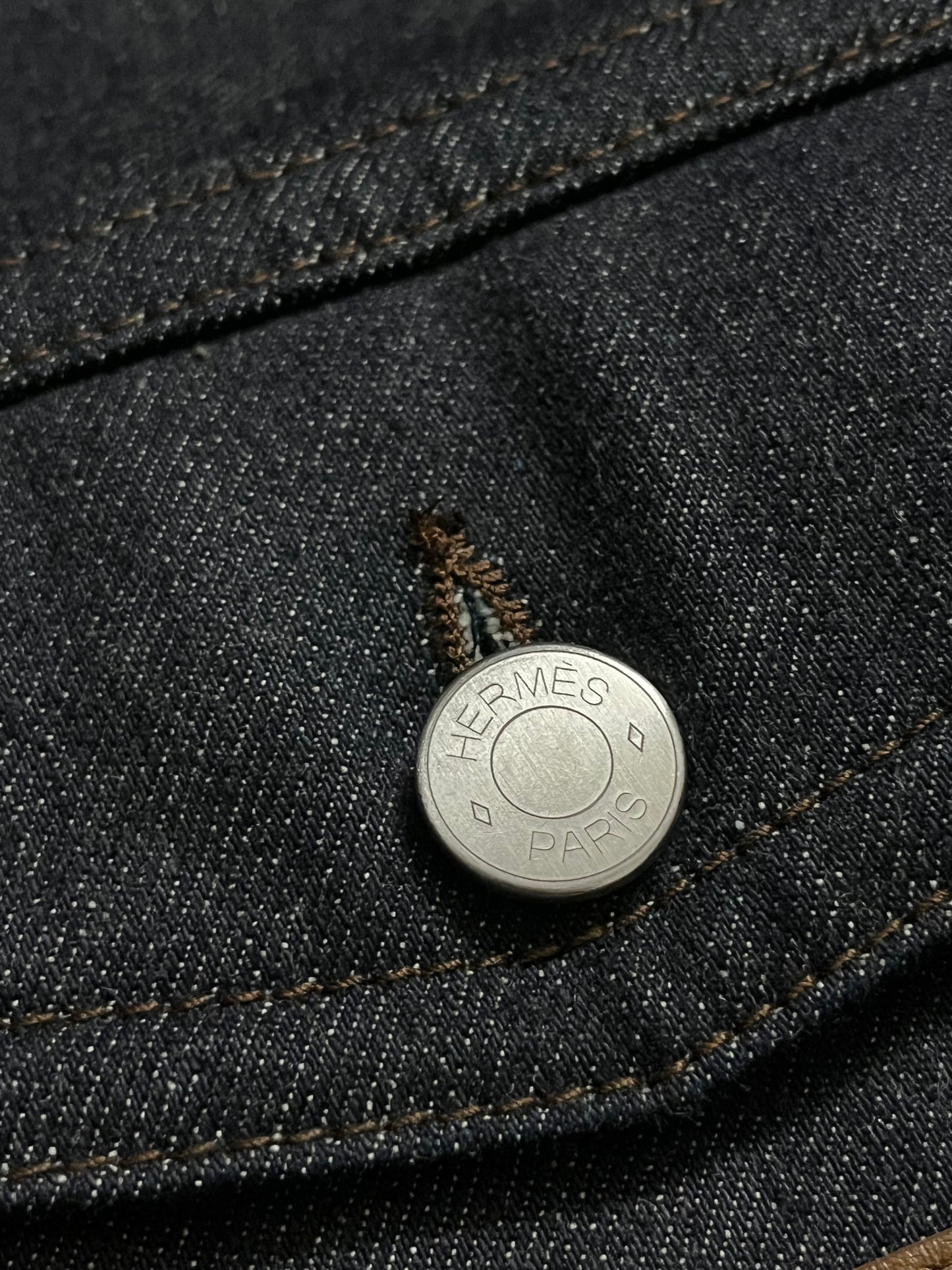 Hermes “Icones au Carre” embroidered denim jacket - S