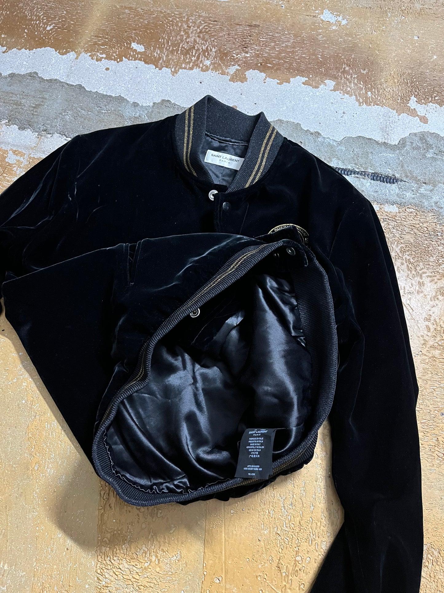 Saint Laurent Palladium velvet bomber jacket - XS