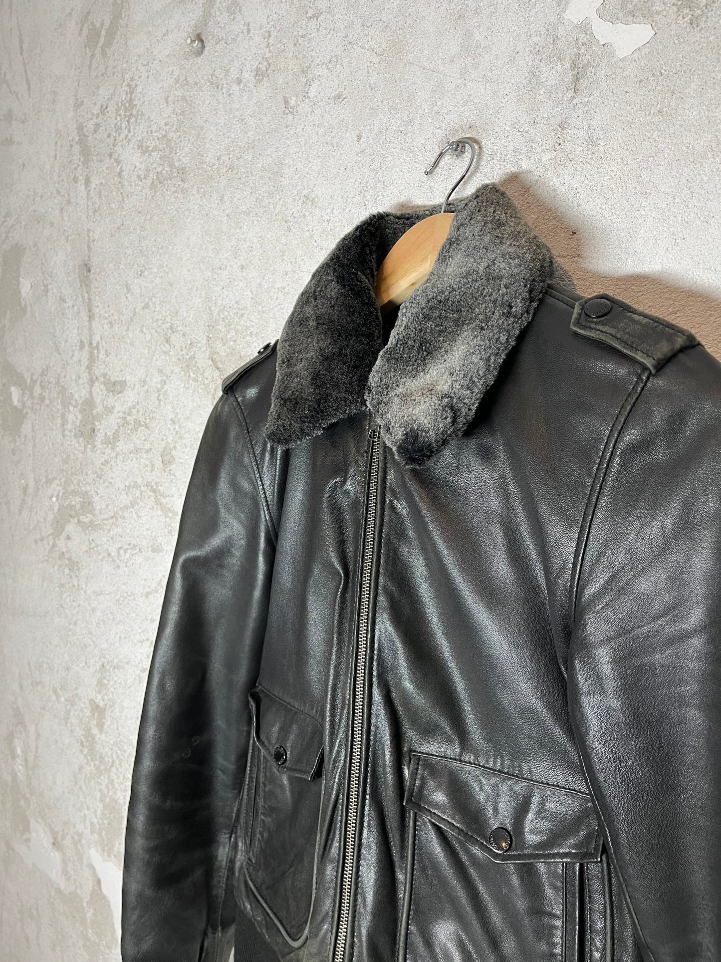 Schott NYC vintage leather motor race jacket - S