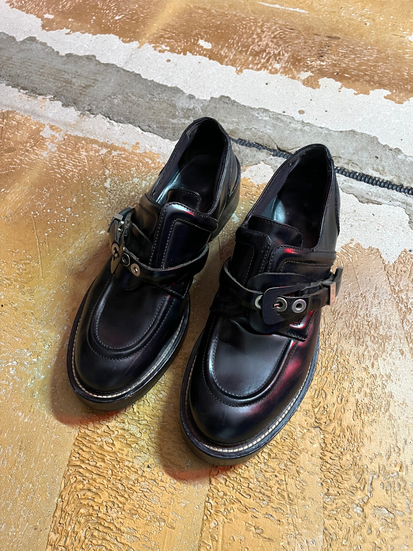 Balenciaga black belt leather boots - 42