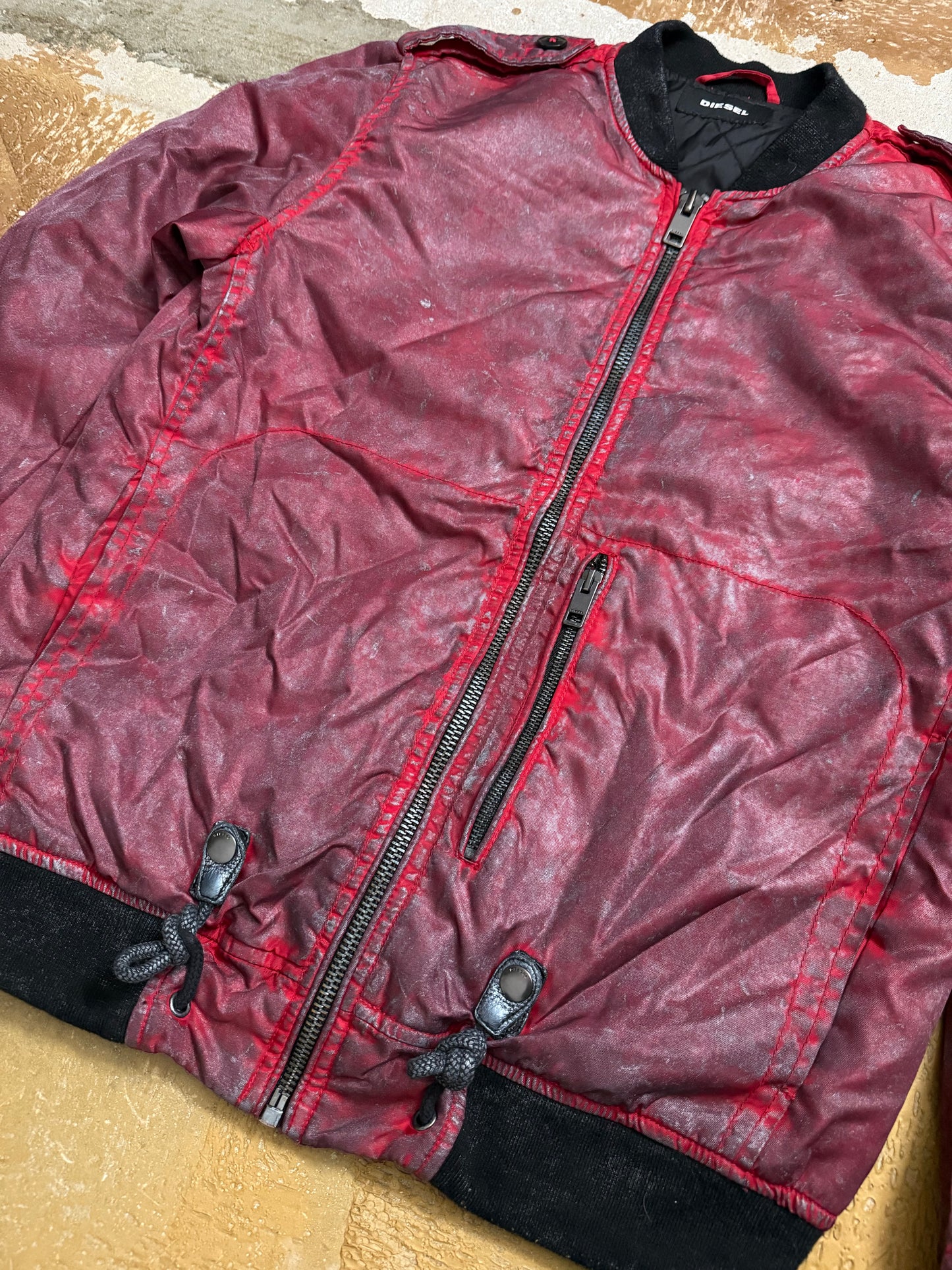 Diesel vintage red waxed bomber jacket - M