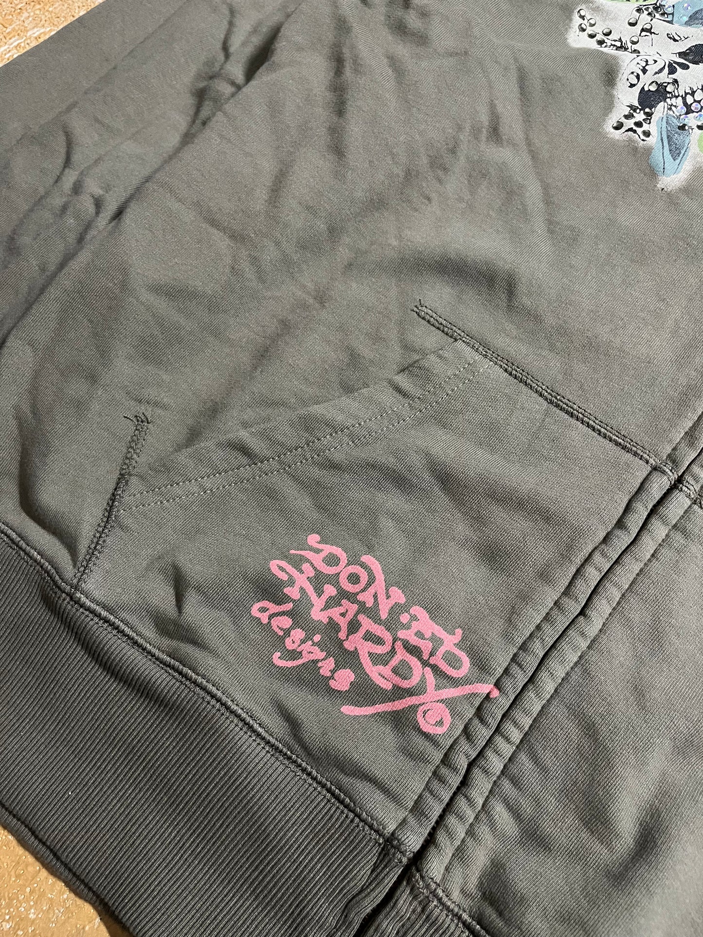 Ed Hardy green zip-up hoodie - XL
