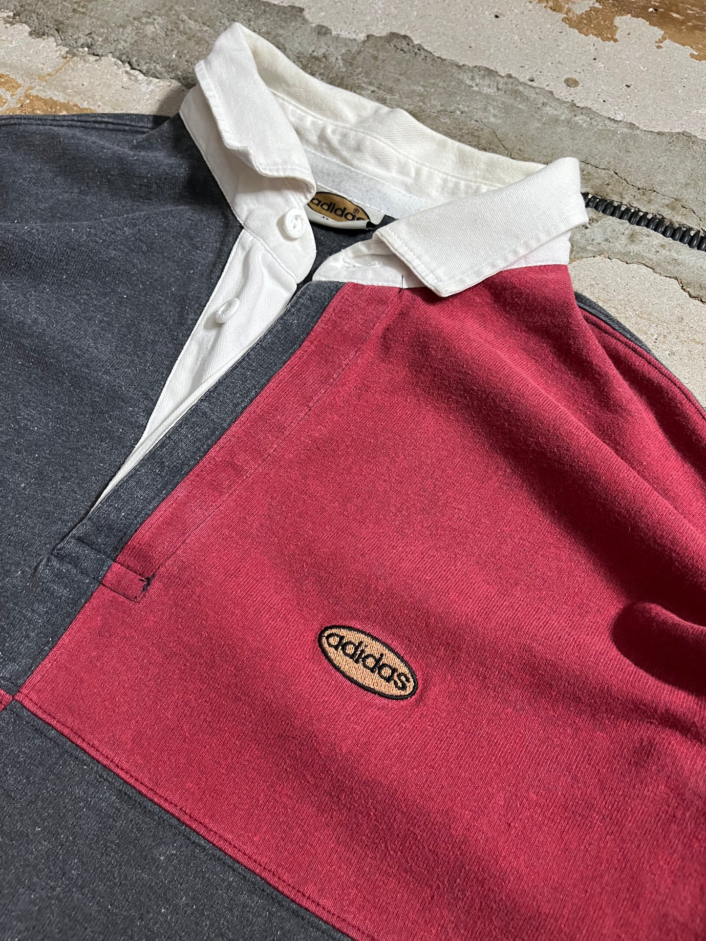 Adidas vintage longsleeve polo rugby shirt - XL