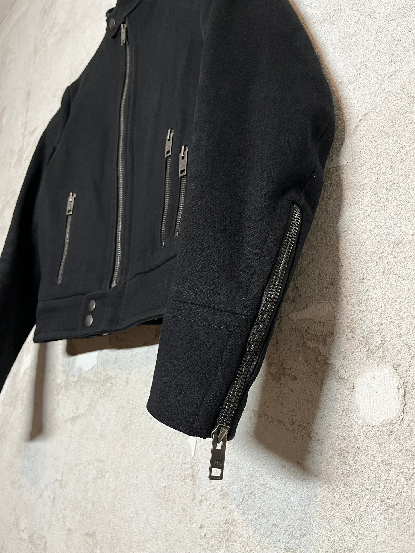 Gucci 100% melton wool biker jacket -