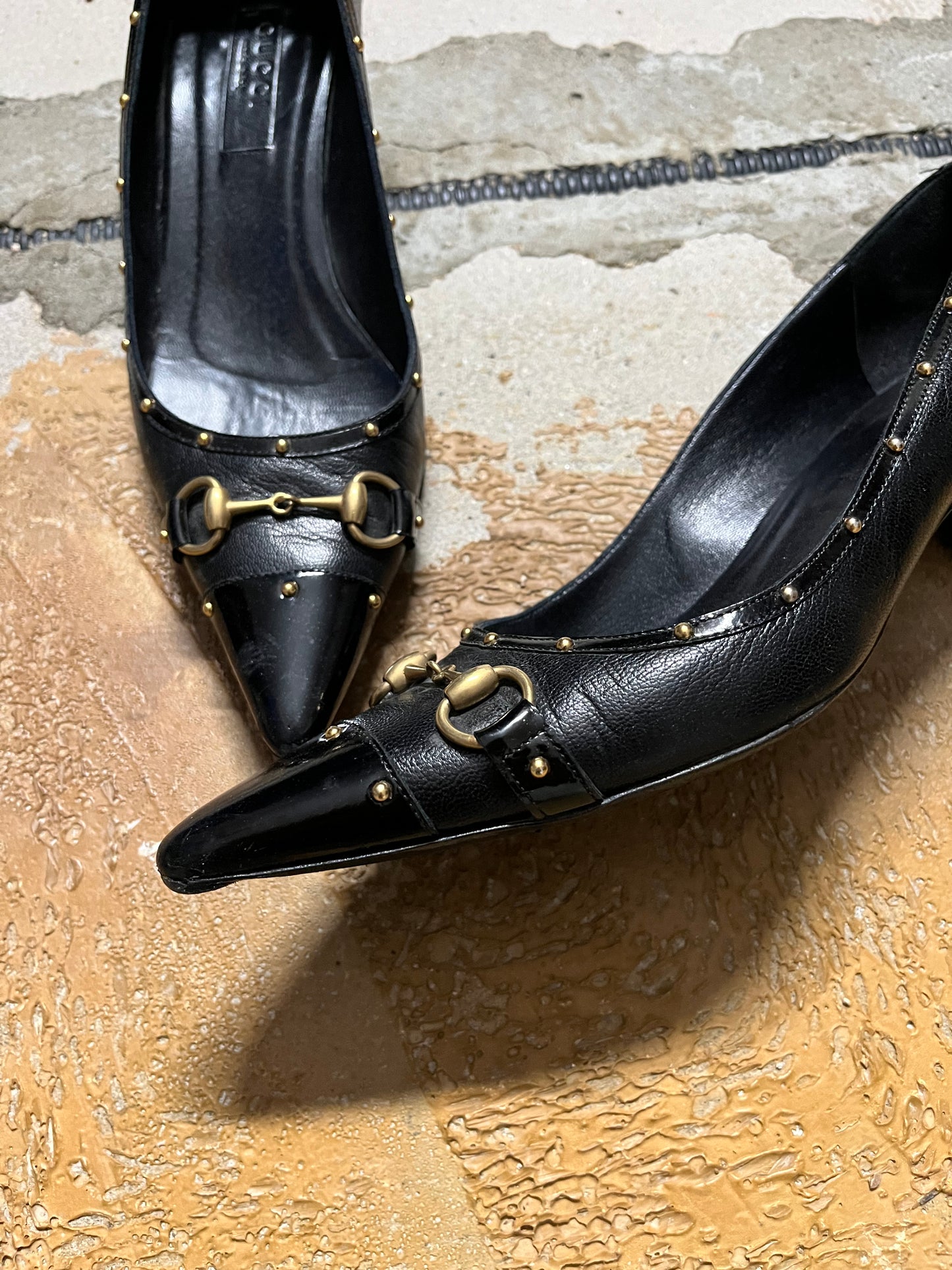 Gucci leather horsebit kitten heels - 36.5