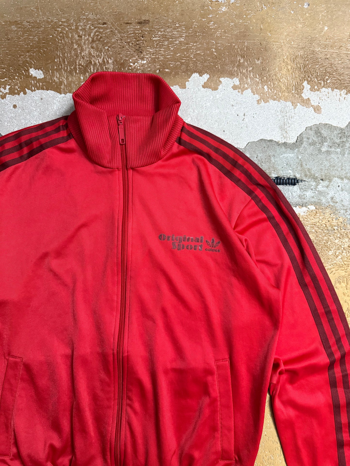 Adidas vintage red tracksuit sweater - M