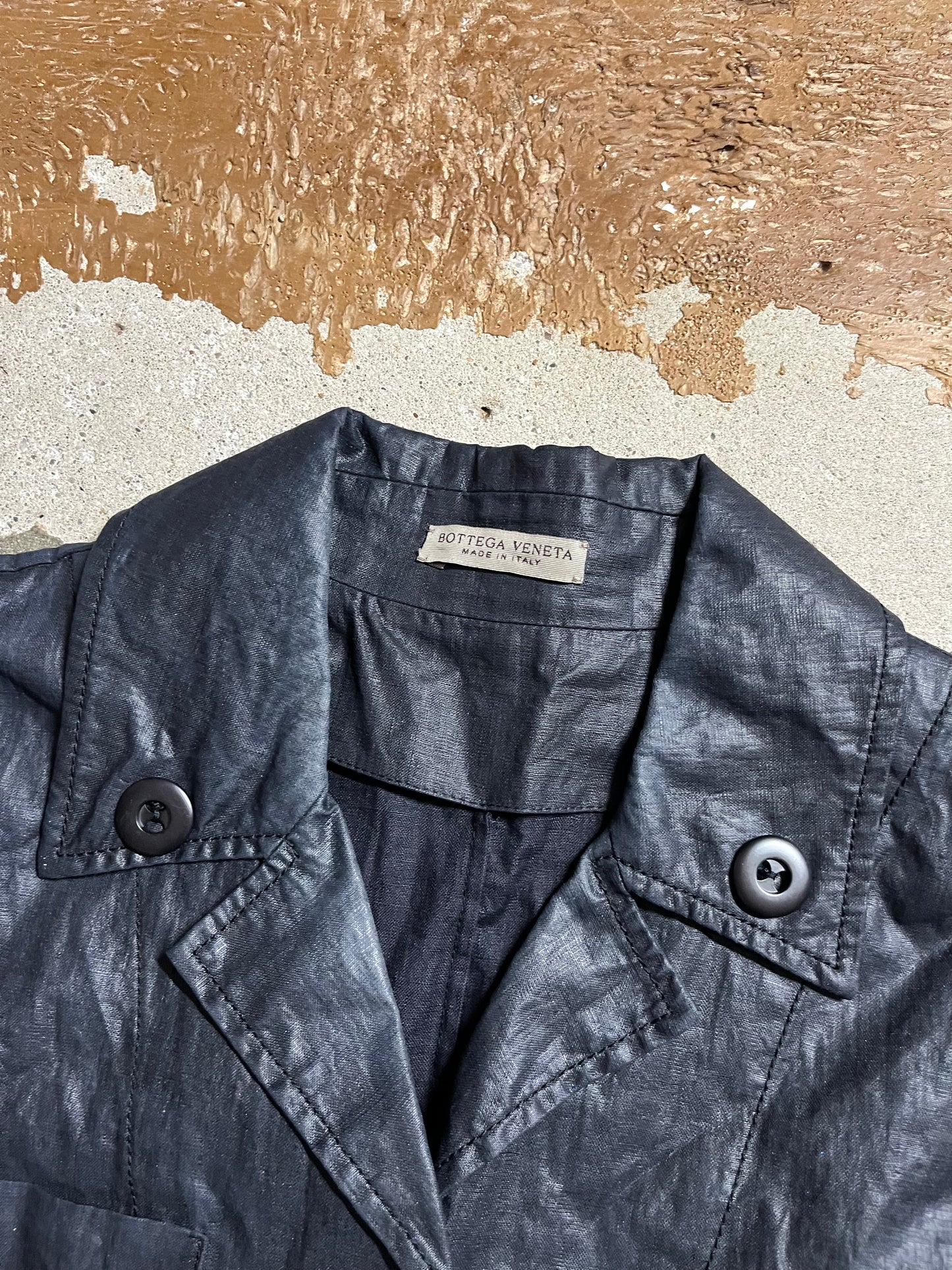 Bottega Venete waxed cotton military overshirt - XS