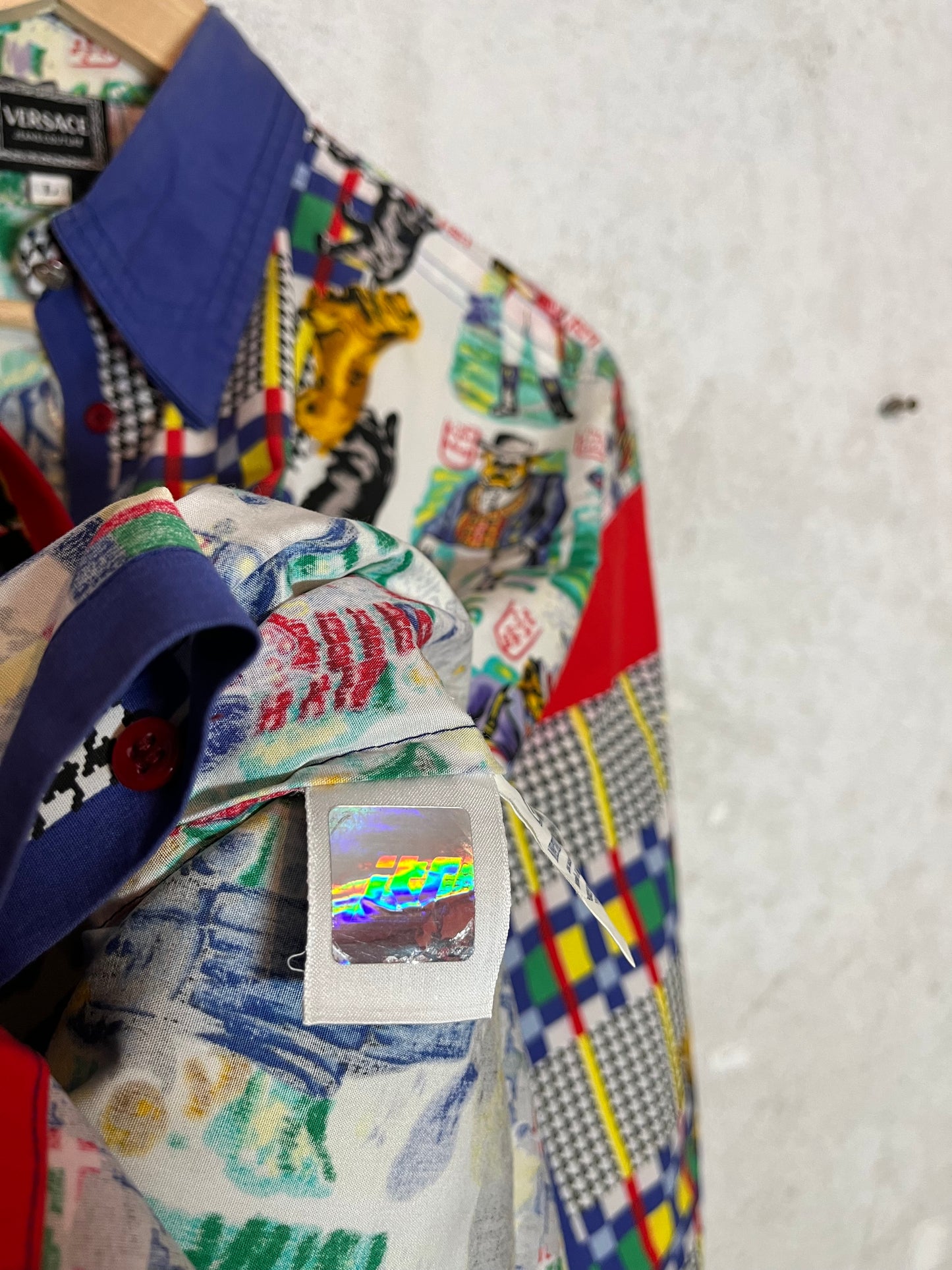 Versace vintage 1996 multicolor rare dog shirt - L