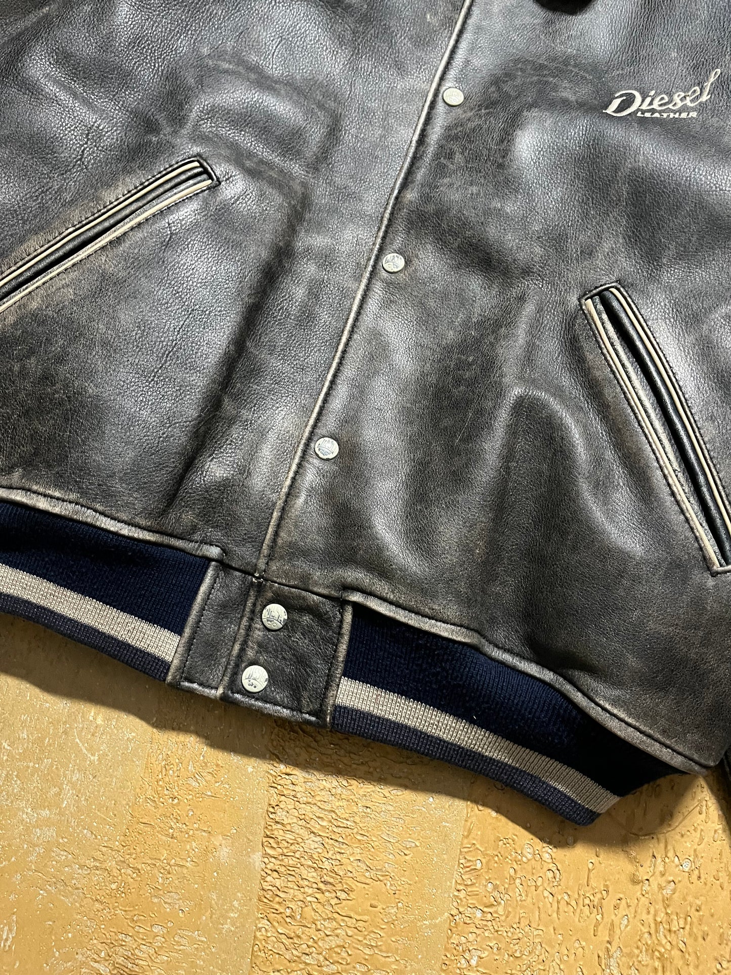Diesel leather embroidered jacket - M