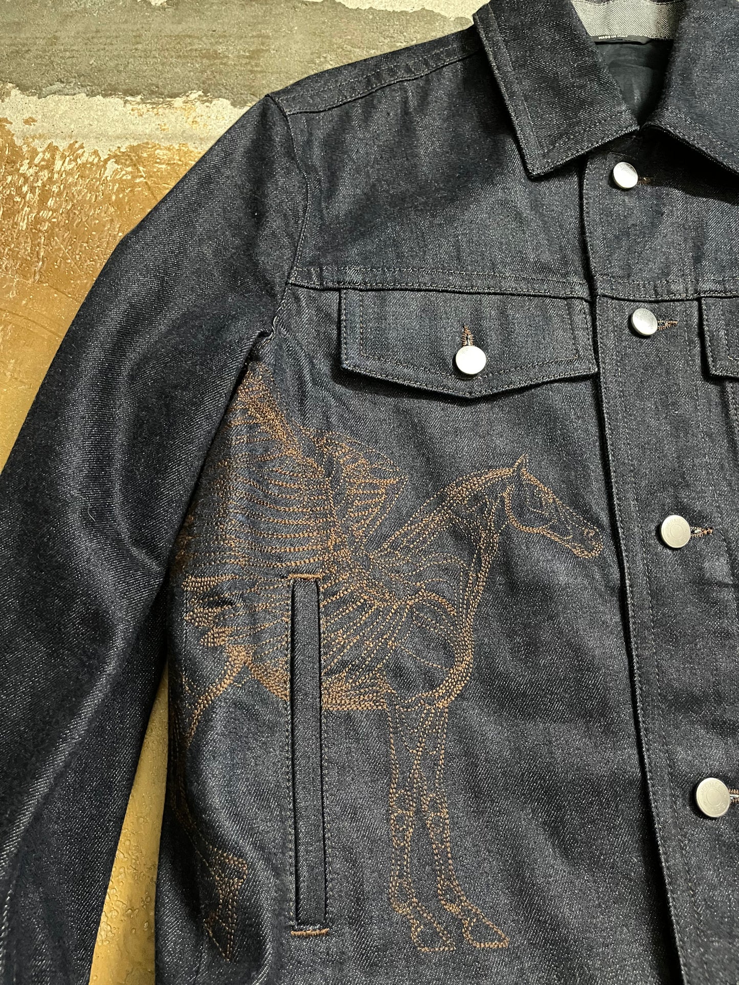 Hermes “Icones au Carre” embroidered denim jacket - S