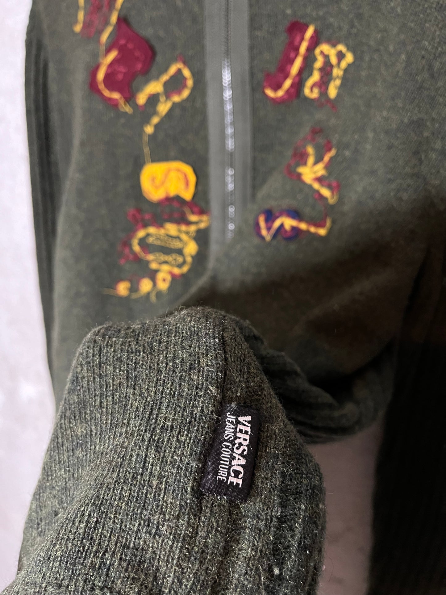 Versace vintage embroidered knit sweater - M