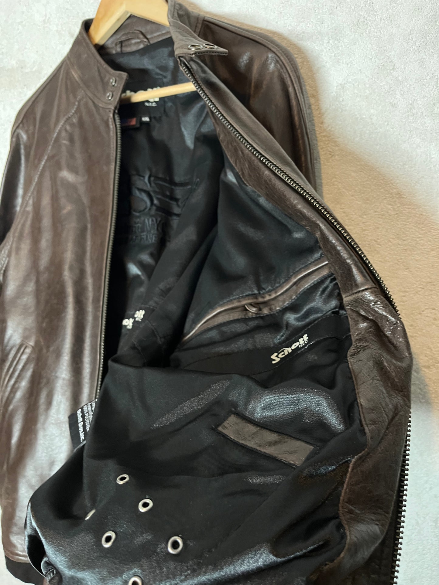 Schott NYC dark brown leather motor jacket - L