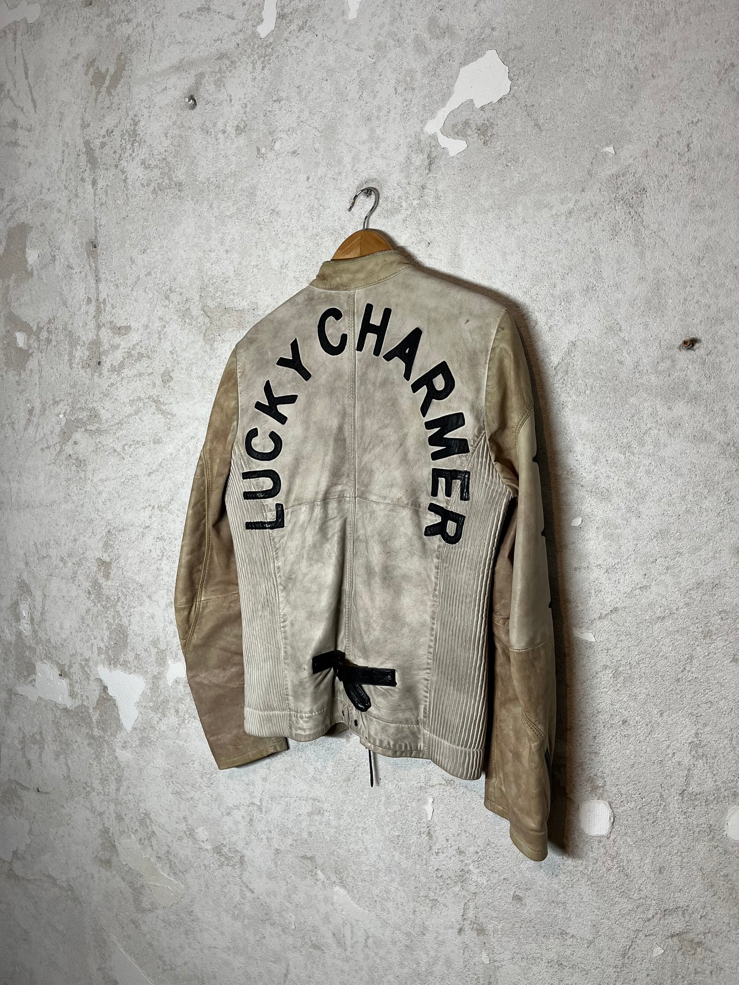 Diesel vintage leather motor race jacket - S