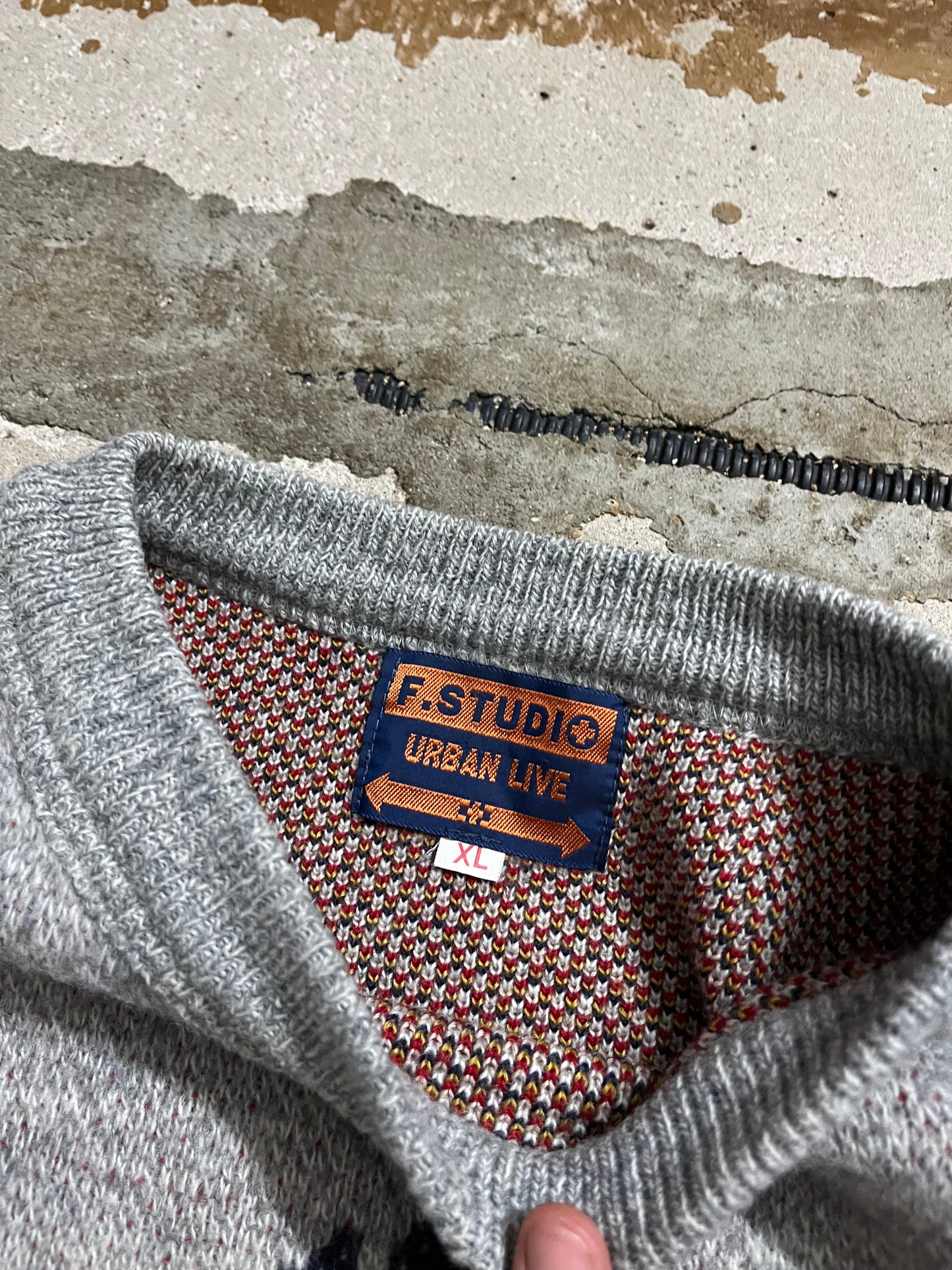 Vintage ski sweater heavy knit - XL