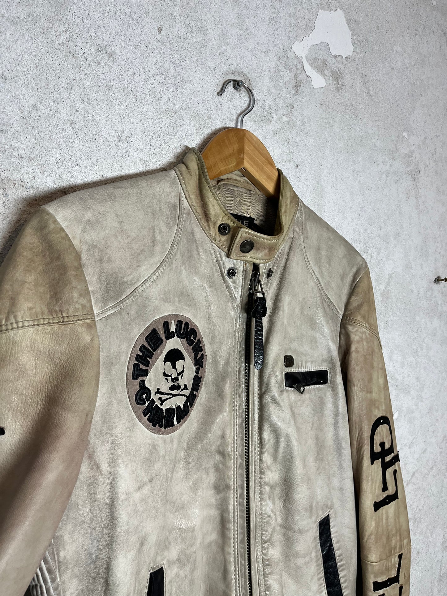 Diesel vintage leather motor race jacket - S