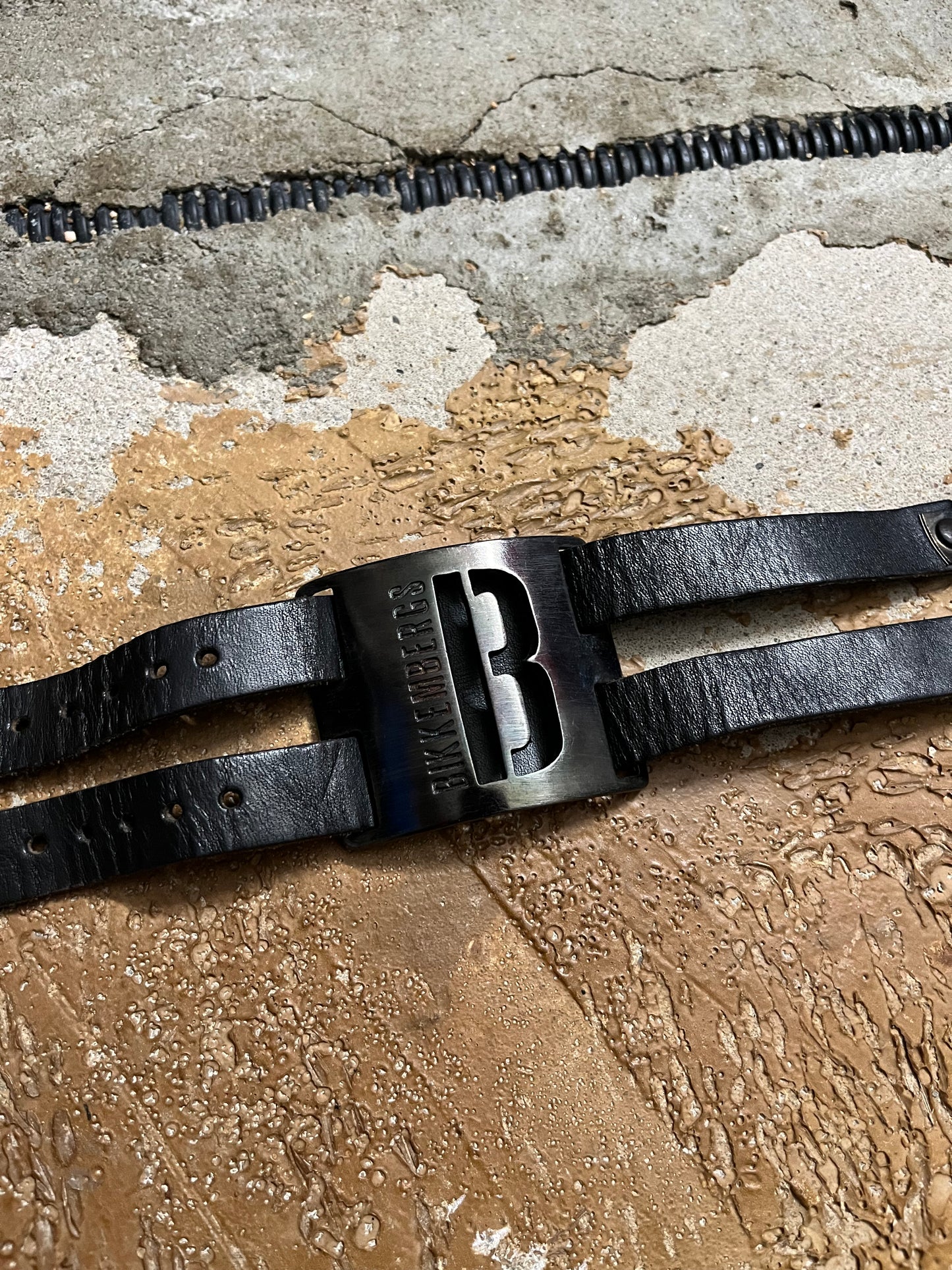 Dirk Bikkembergs vintage leather & metal bracelet