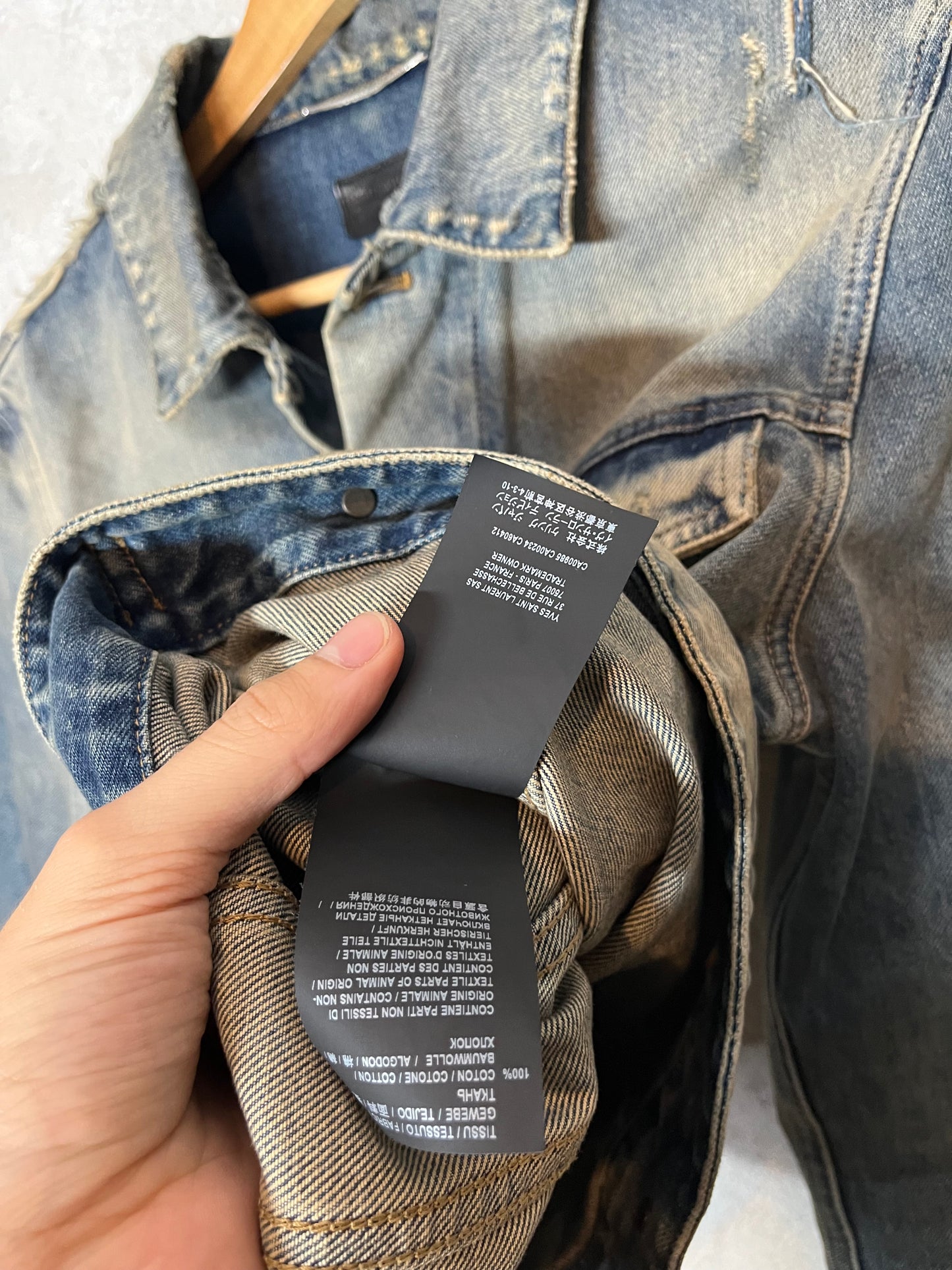 Saint Laurent distressed denim jacket - M