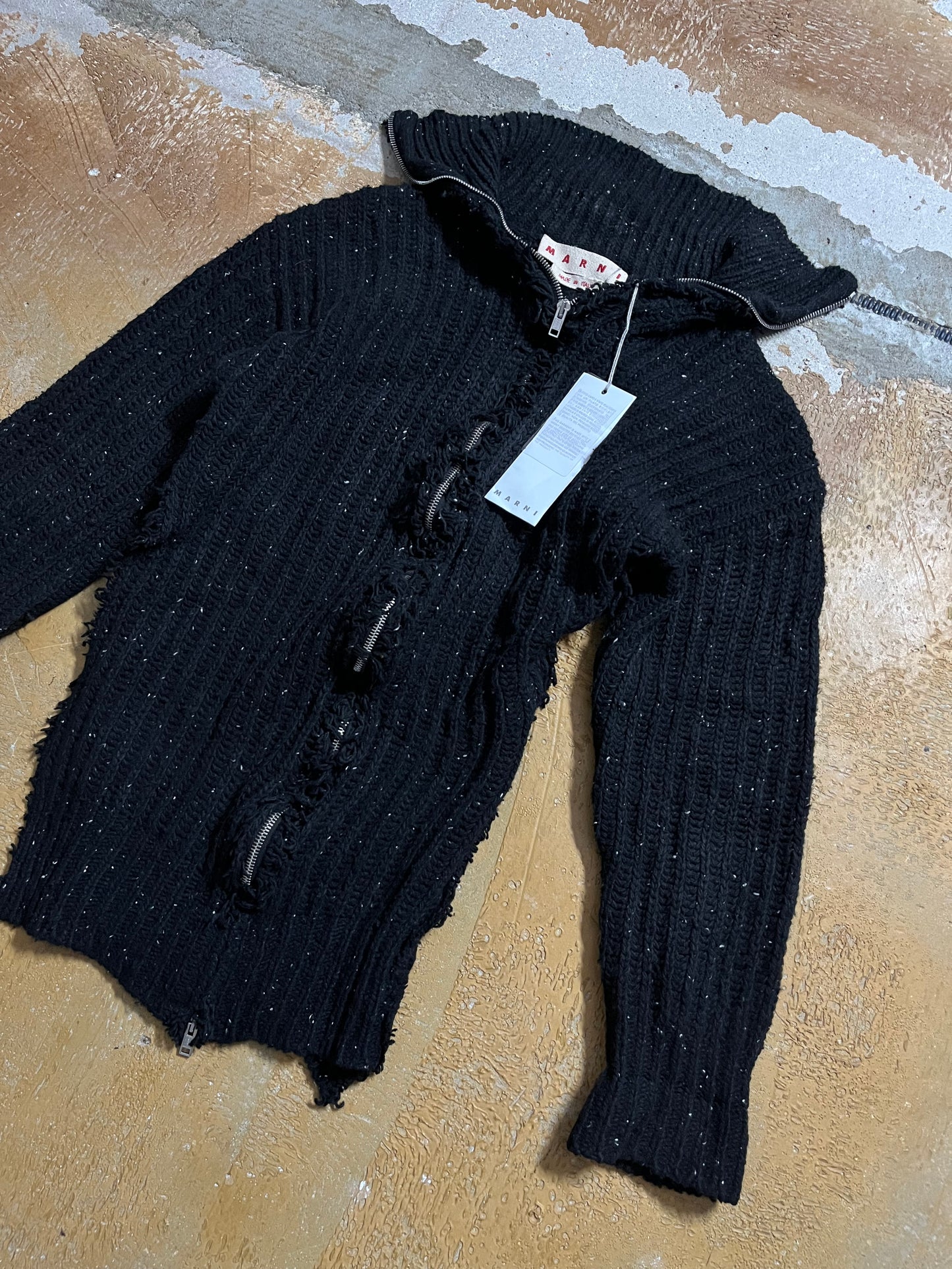 Marni assymetrical knit zip-up sweater NEW - S