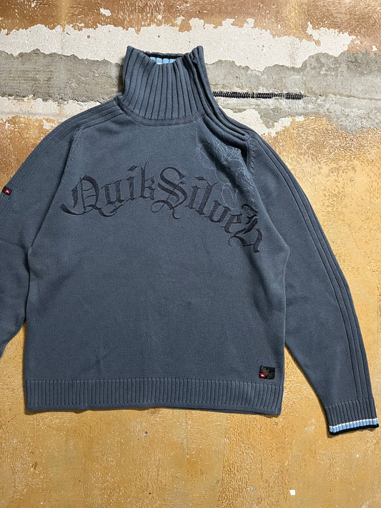 Quiksilver vintage assymetrical side zip sweater - XL
