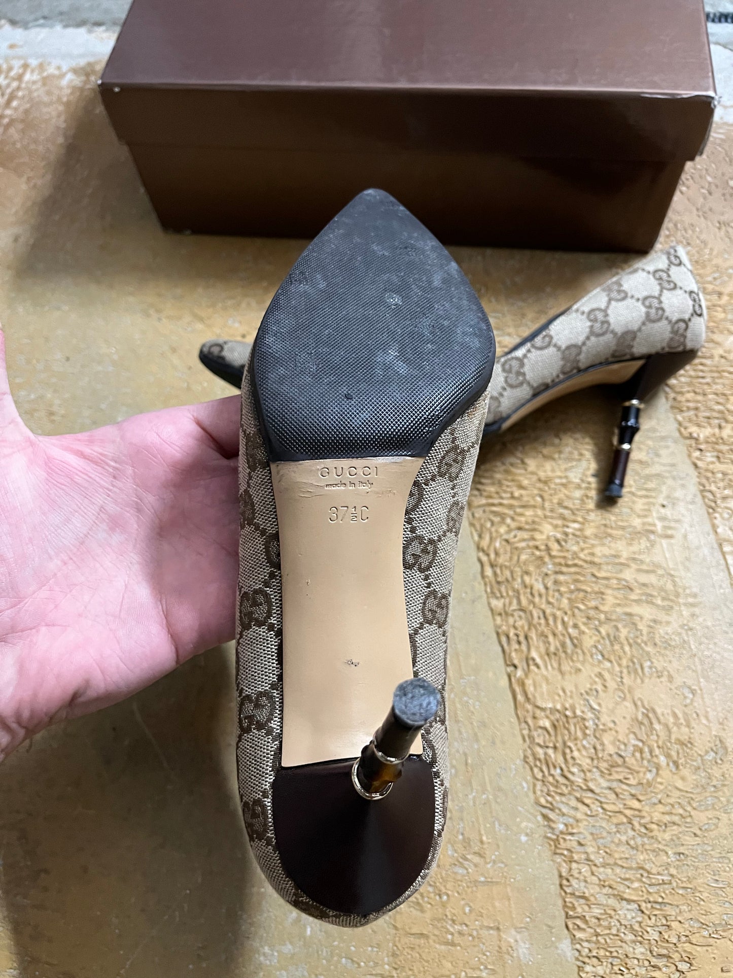 Gucci monogram vintage kitten heels - 37,5