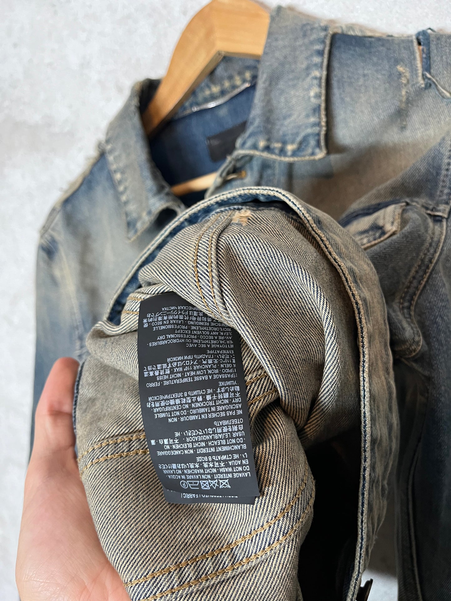 Saint Laurent distressed denim jacket - M