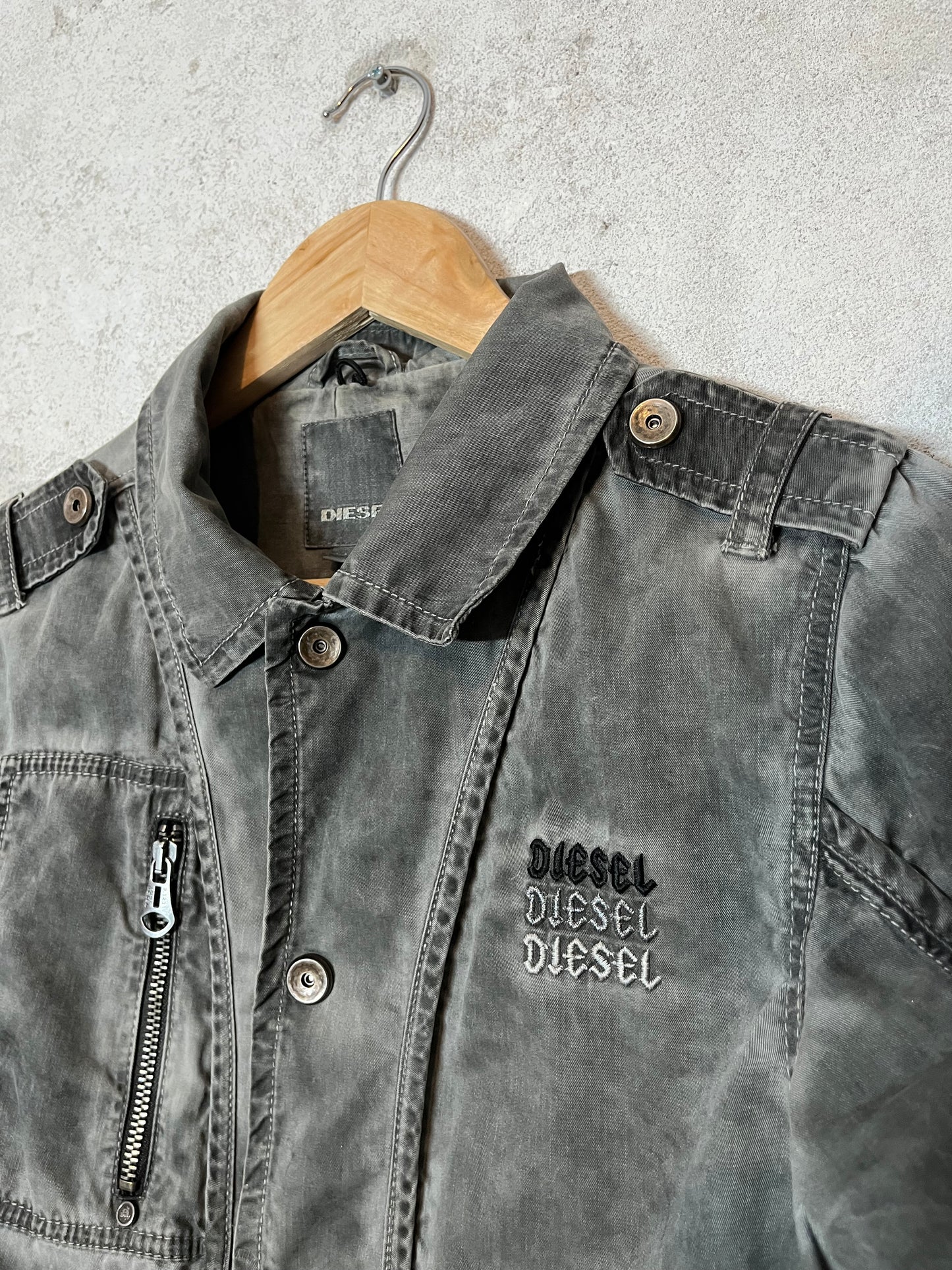 Diesel canvas denim workwear distressed jacket - L