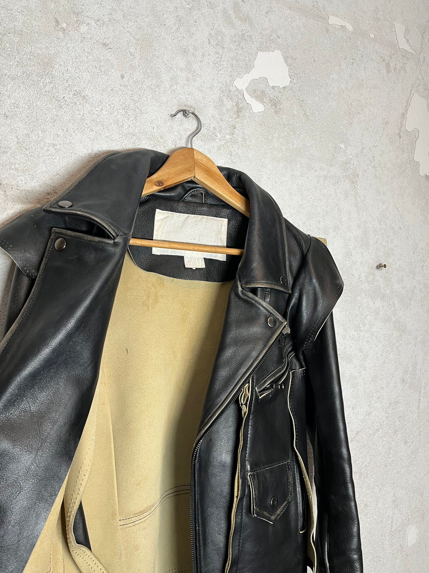 Maison Martin Margiela x H&M deconstructed biker leather jacket - XS
