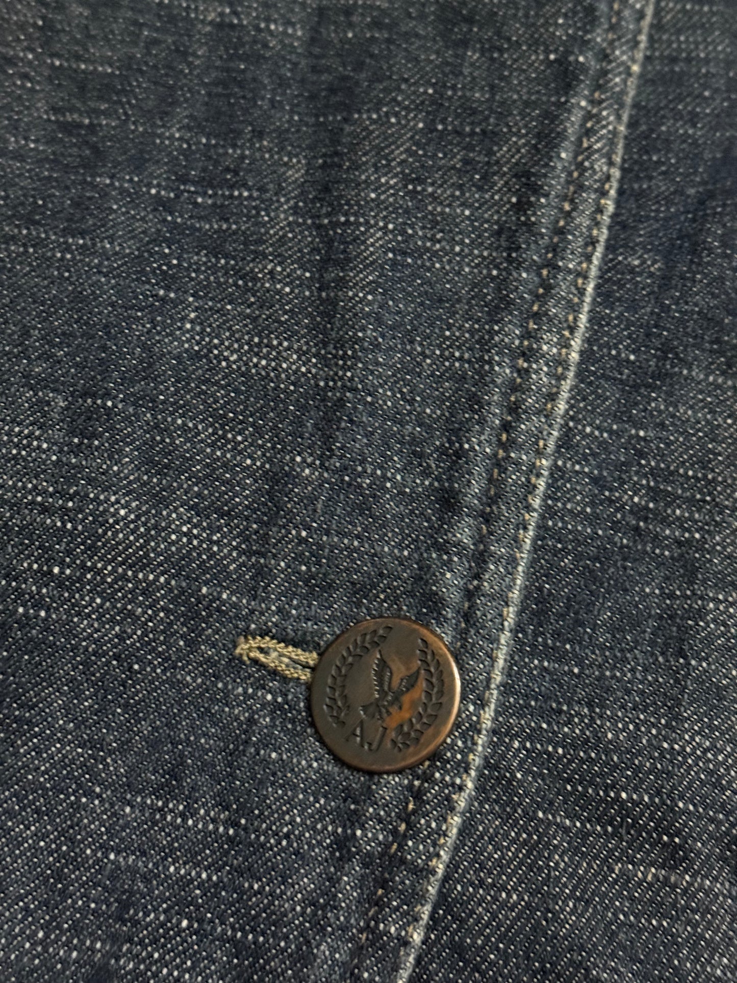 Armani Jeans Indigo denim hemp trenchcoat quilted jacket - L