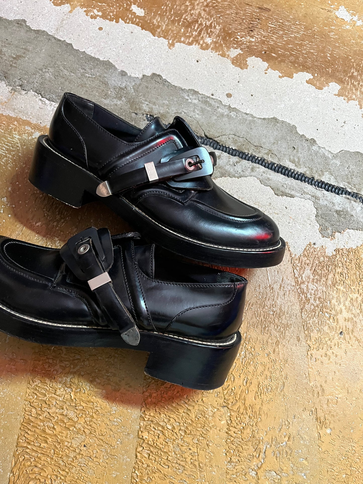 Balenciaga black belt leather boots - 42