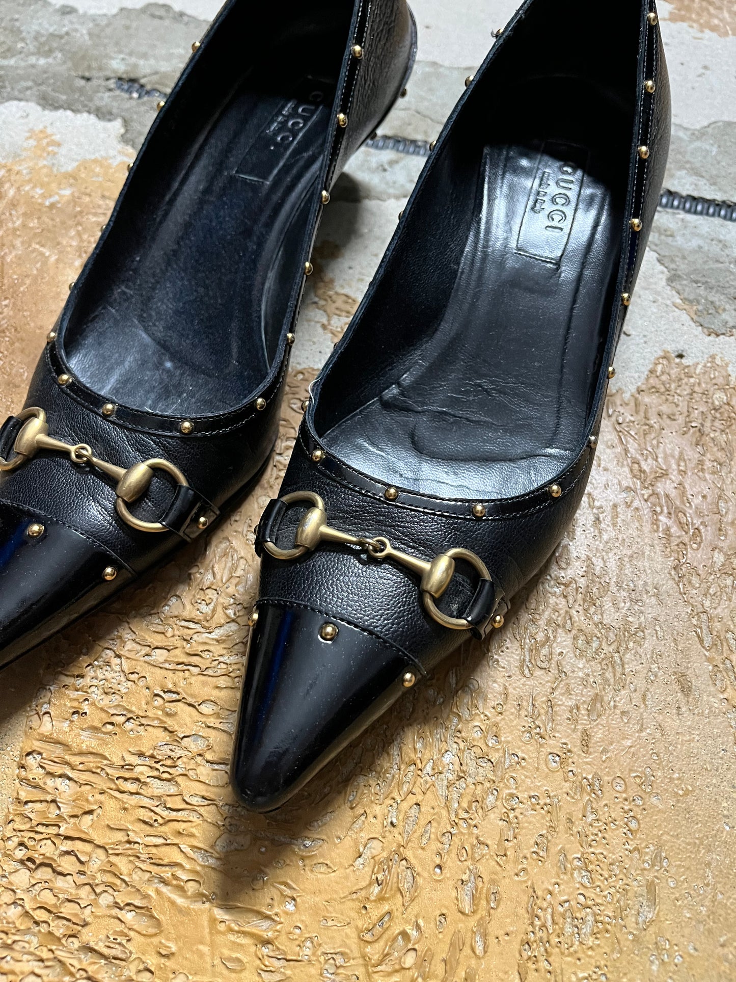 Gucci leather horsebit kitten heels - 36.5