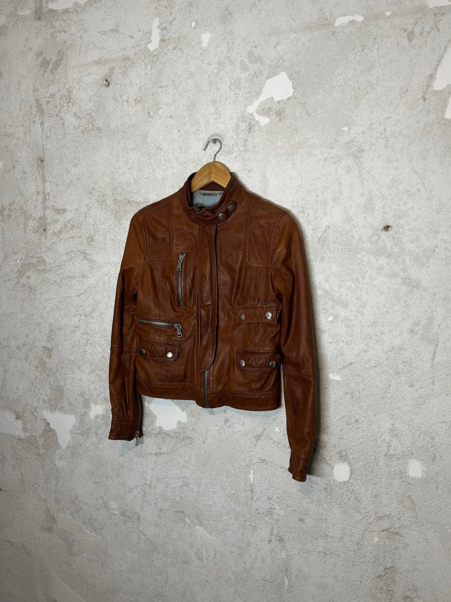 Dolce & Gabbana leather multizip jacket - XS