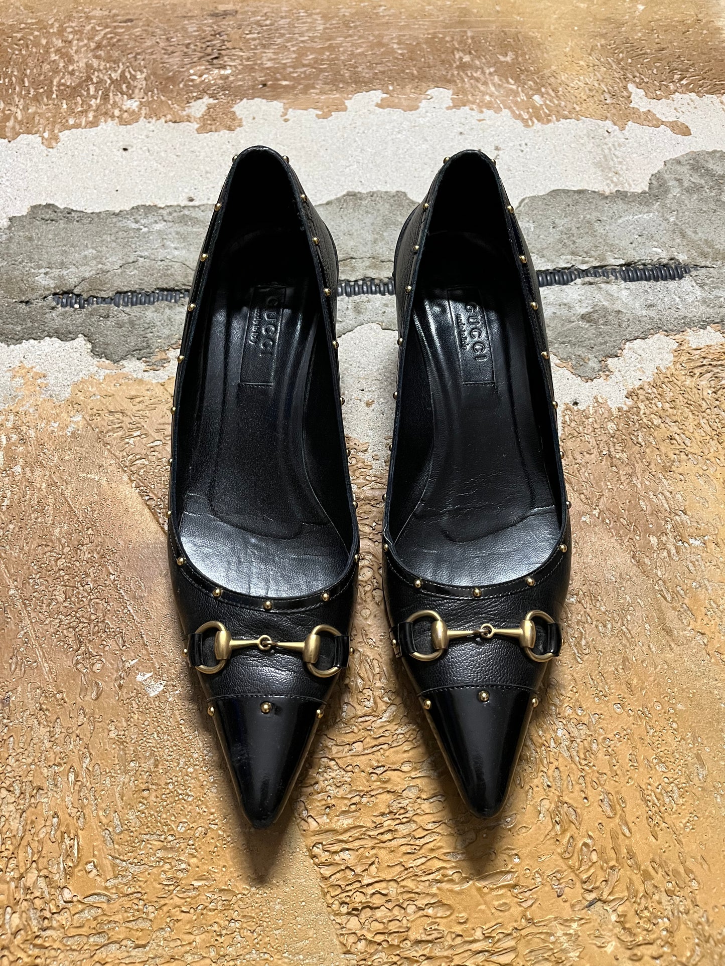 Gucci leather horsebit kitten heels - 36.5