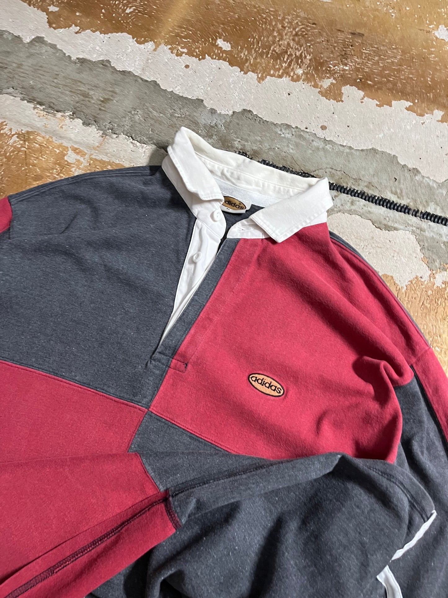 Adidas vintage longsleeve polo rugby shirt - XL