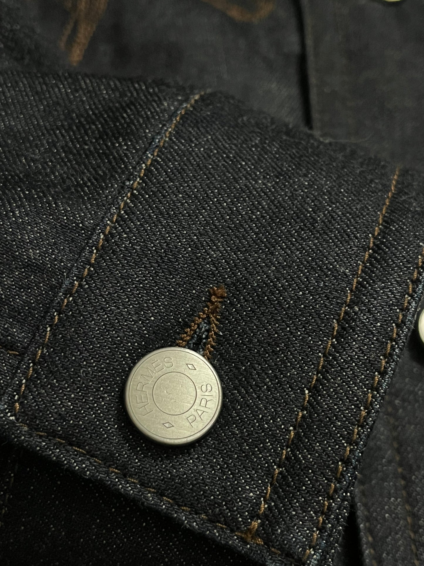 Hermes “Icones au Carre” embroidered denim jacket - S