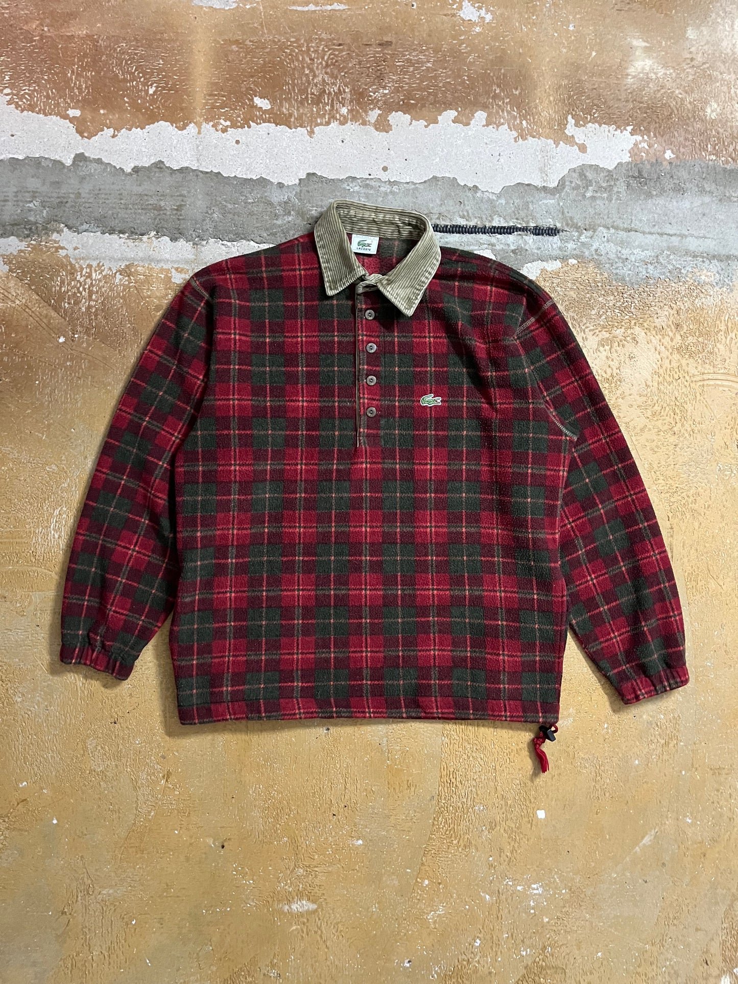 Lacoste vintage rare fleece polo longsleeve - L