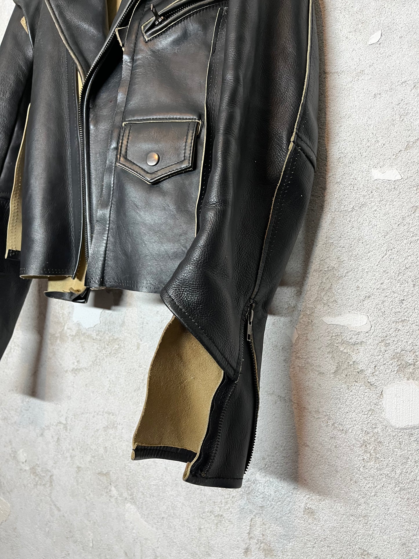 Maison Martin Margiela x H&M deconstructed biker leather jacket - XS