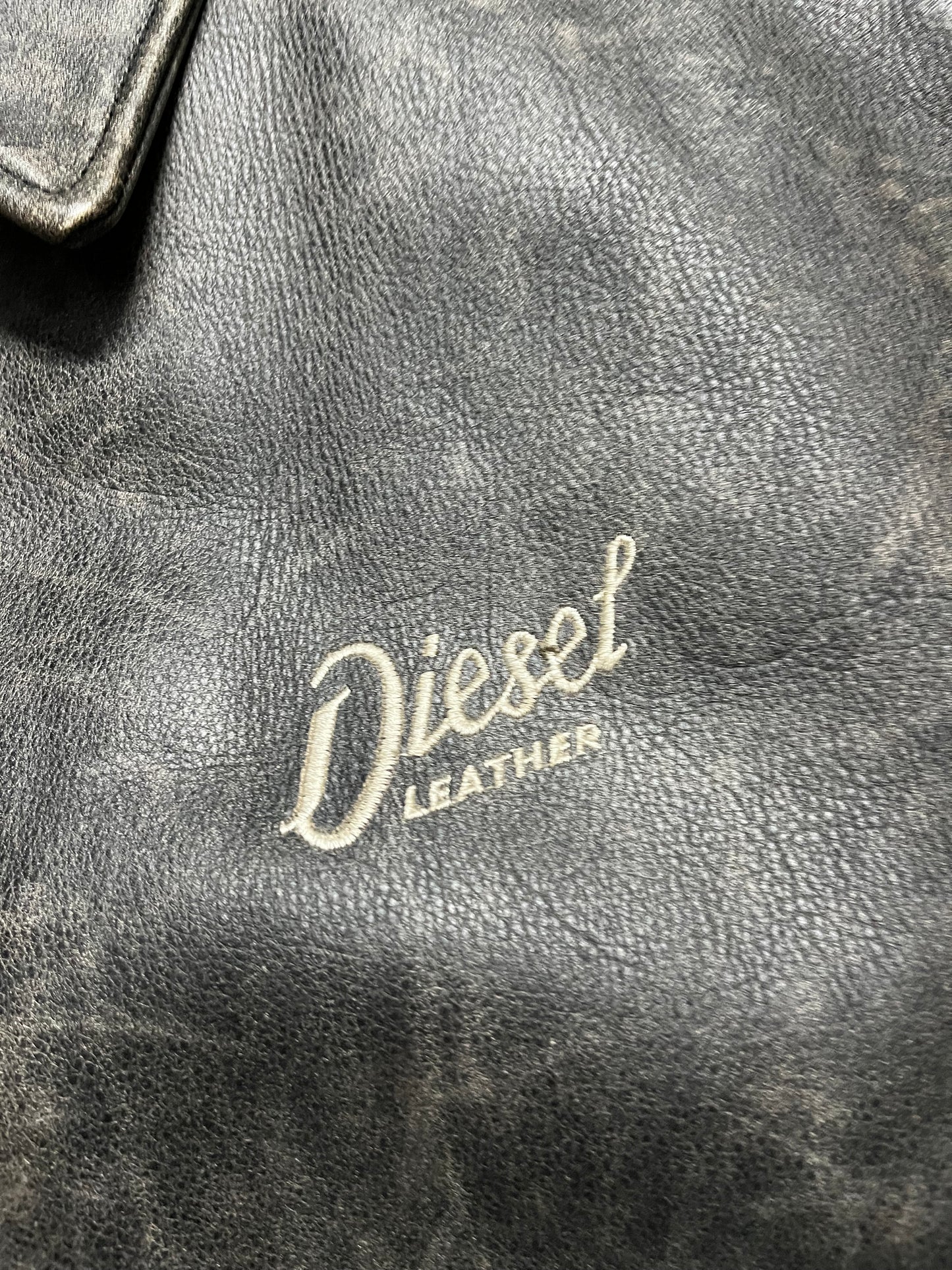 Diesel leather embroidered jacket - M