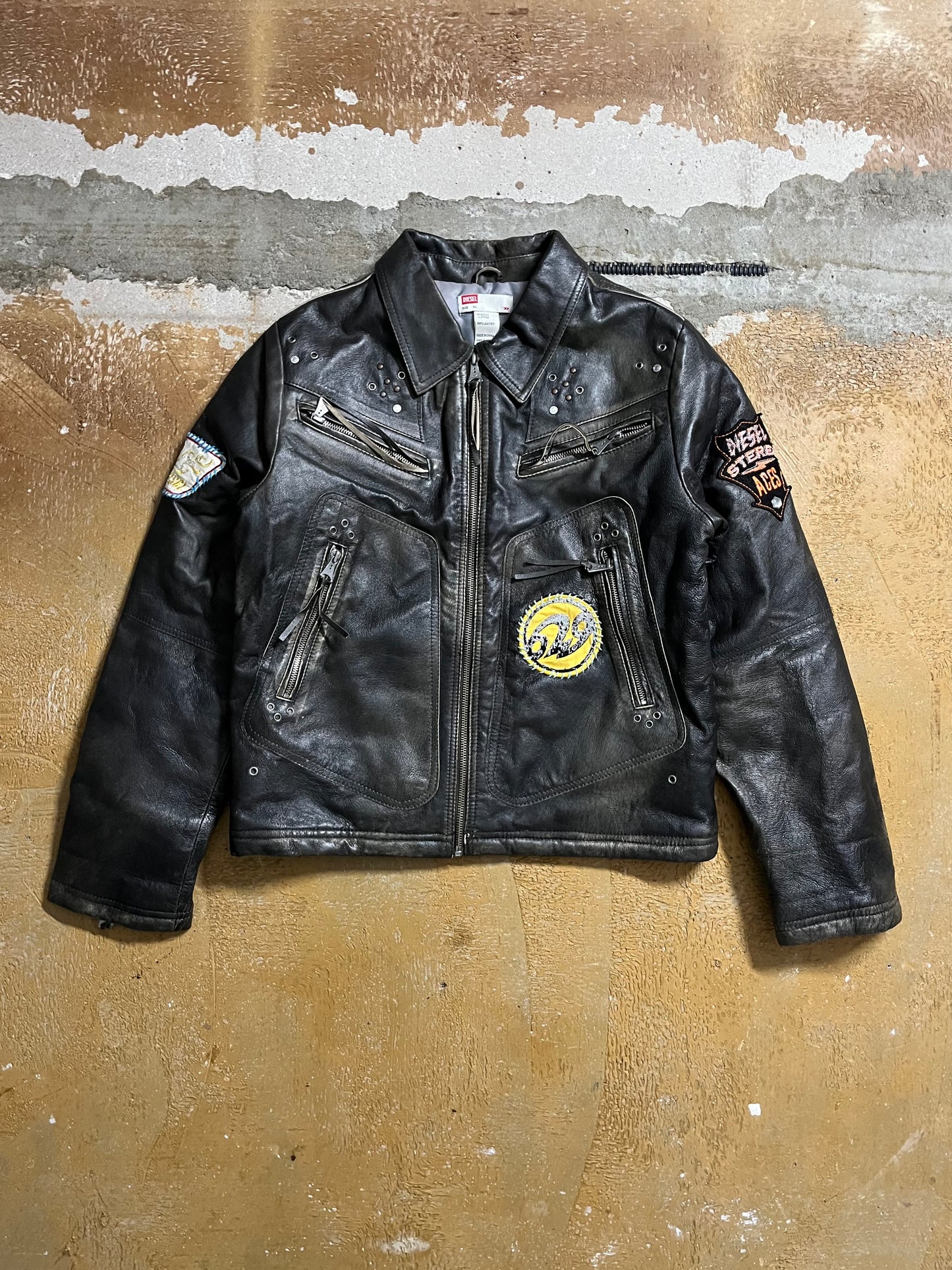 Diesel vintage leather motor jacket - S