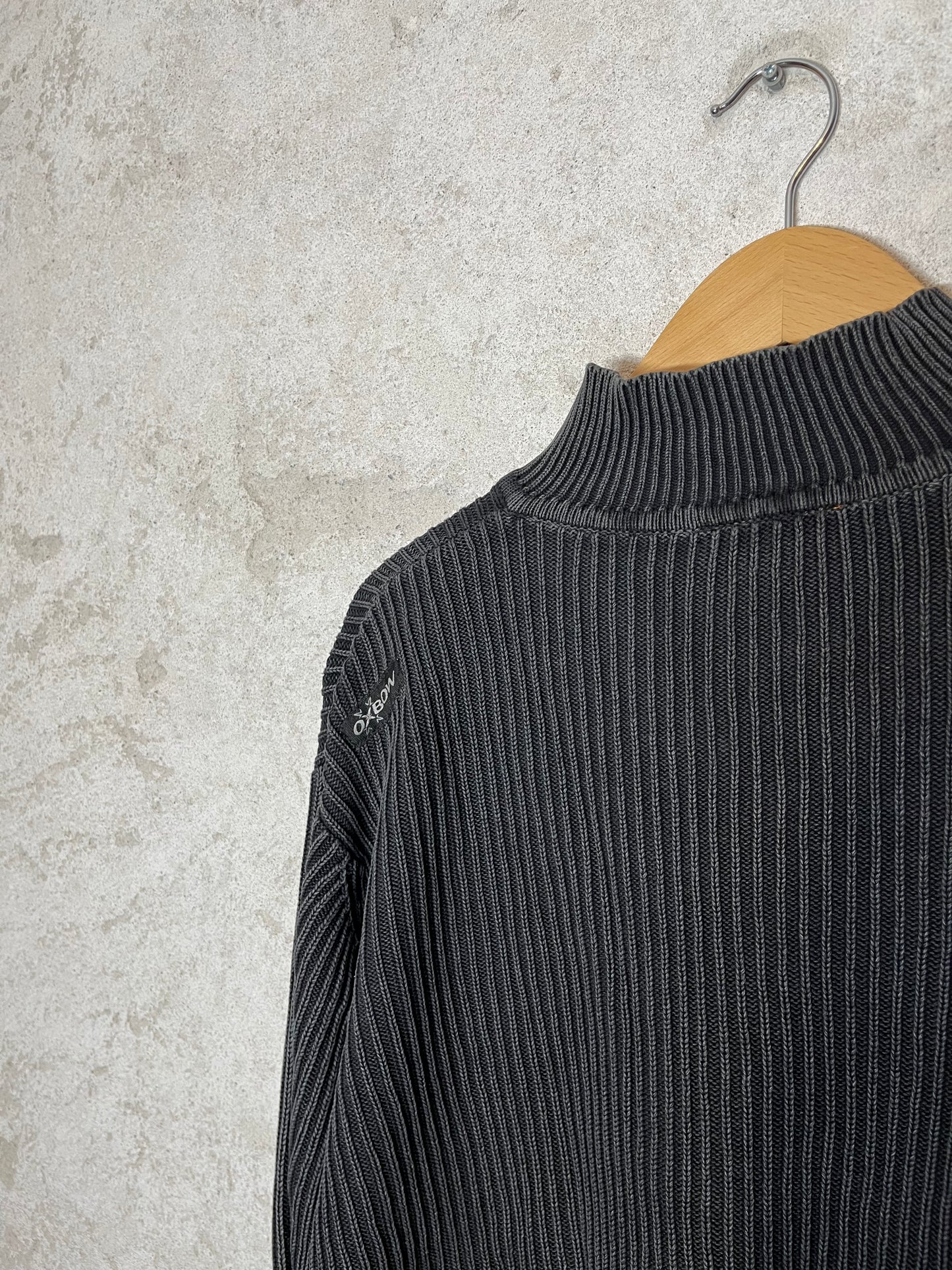 Oxbow vintage heavy knit ribbed zip-up - L