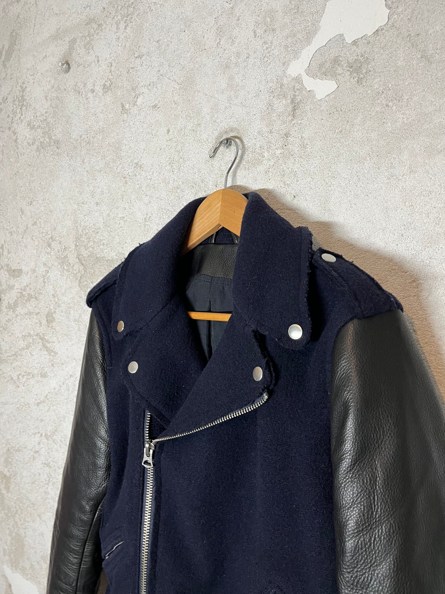 Acne Studios felt + leather motor jacket - M