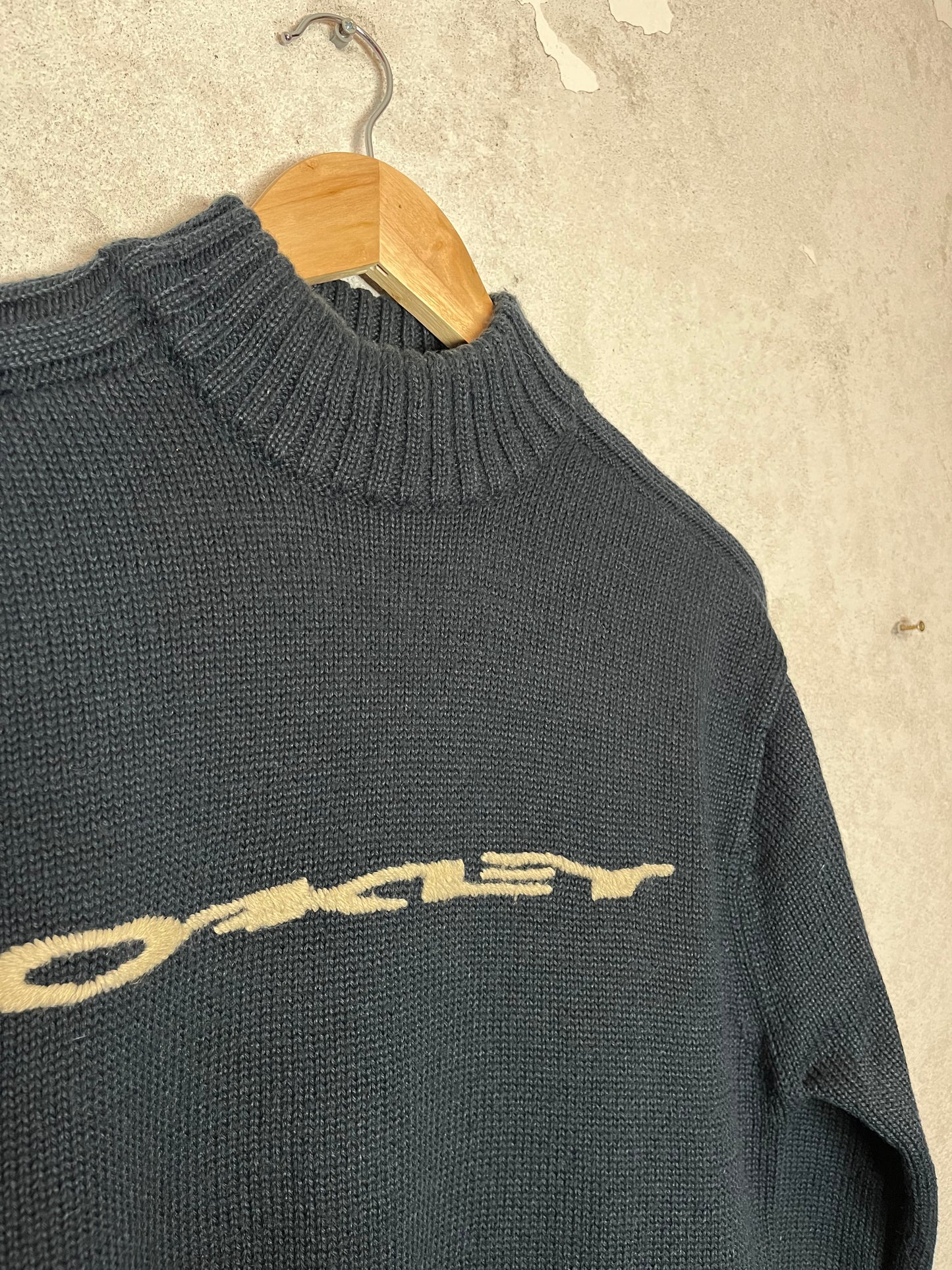 Oakley rare 90s wool knit spellout turtleneck sweater - M