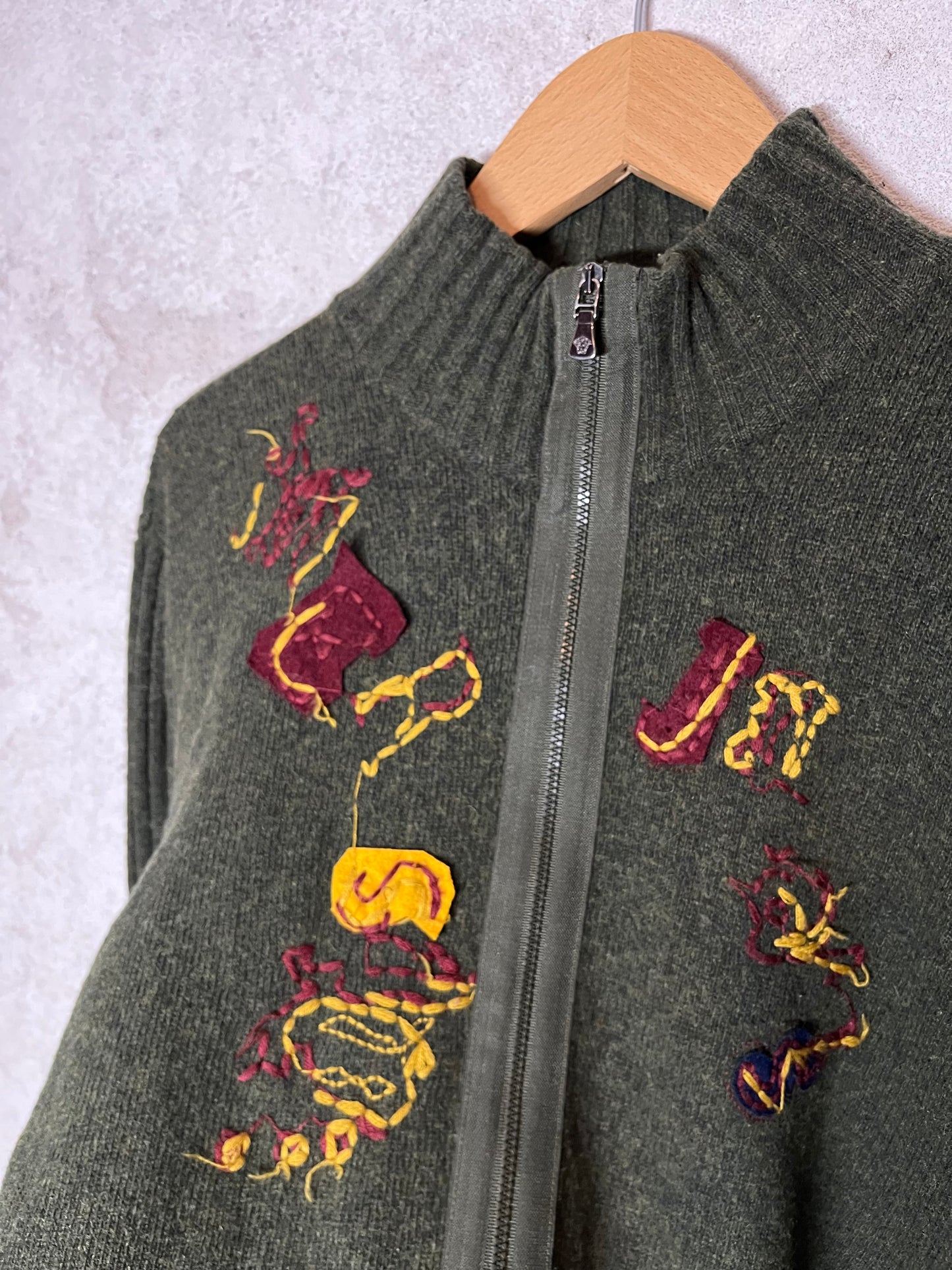 Versace vintage embroidered knit sweater - M