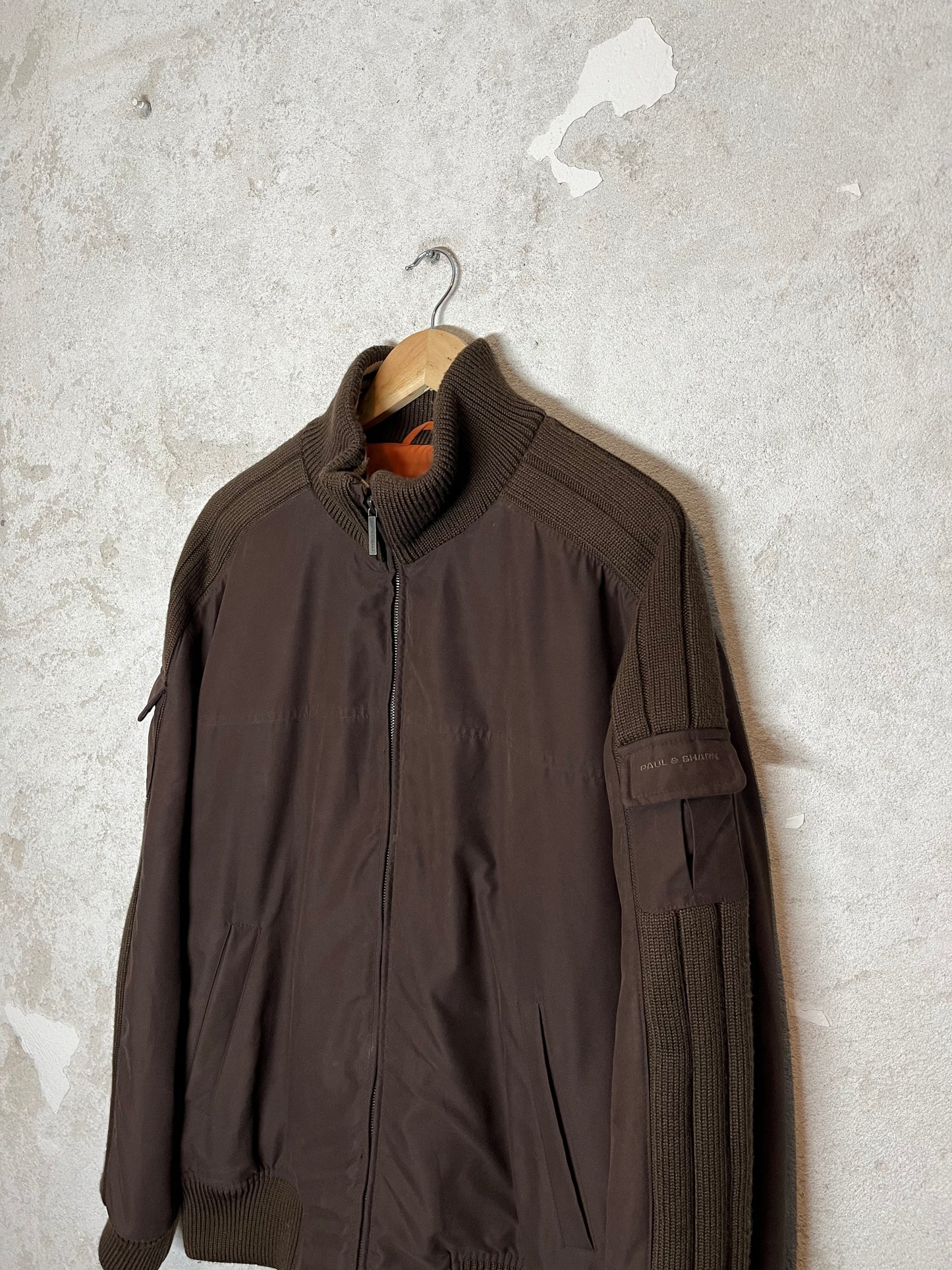 Paul & Shark brown cotton nylon knit jacket - XL